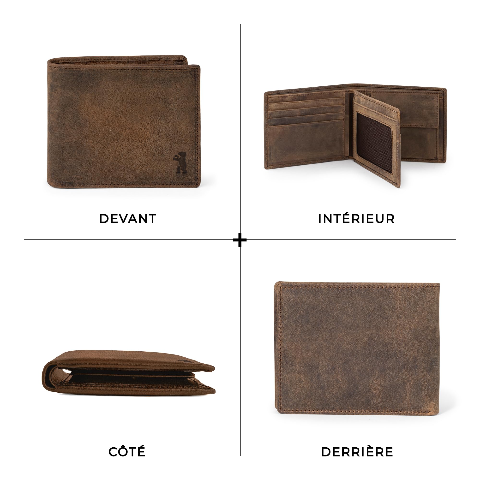 Berliner Bags Vintage Portefeuille en Cuir, Portemonnaie avec Protection RFID Certifiée TÜV et Coffret Cadeau pour Homme - Marron