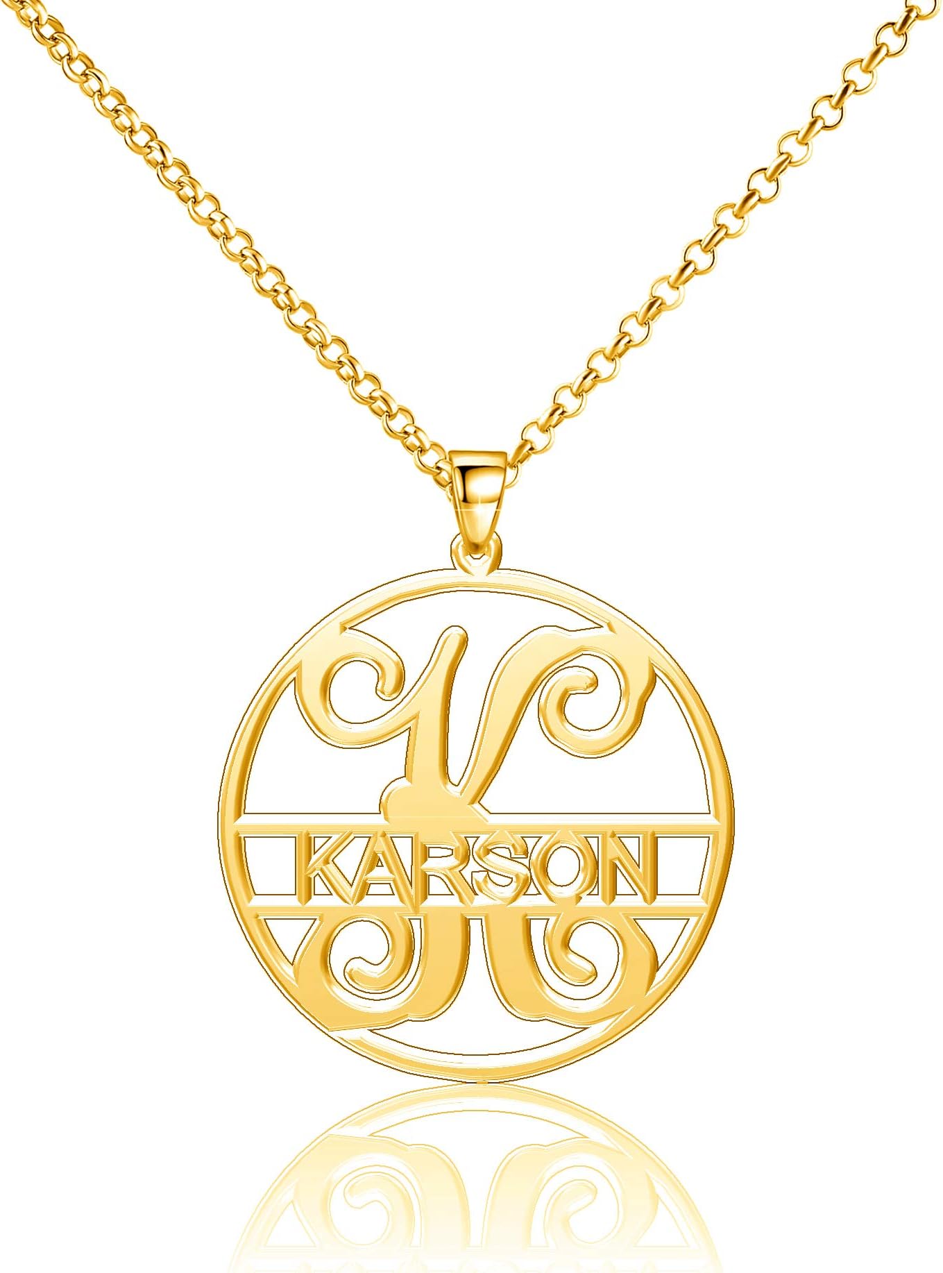 Custom Name Necklace Personalized Initial Necklace Customized Mongram Letter 14", 16", 18", 20", 22", 24" Chain