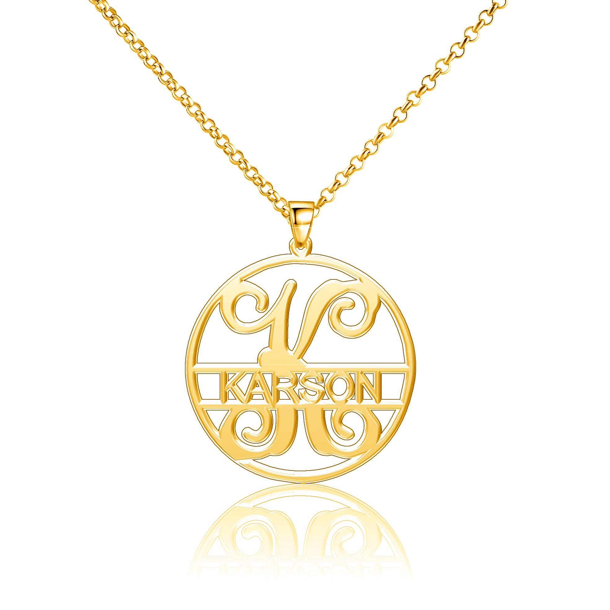 Custom Name Necklace Personalized Initial Necklace Customized Mongram Letter 14", 16", 18", 20", 22", 24" Chain