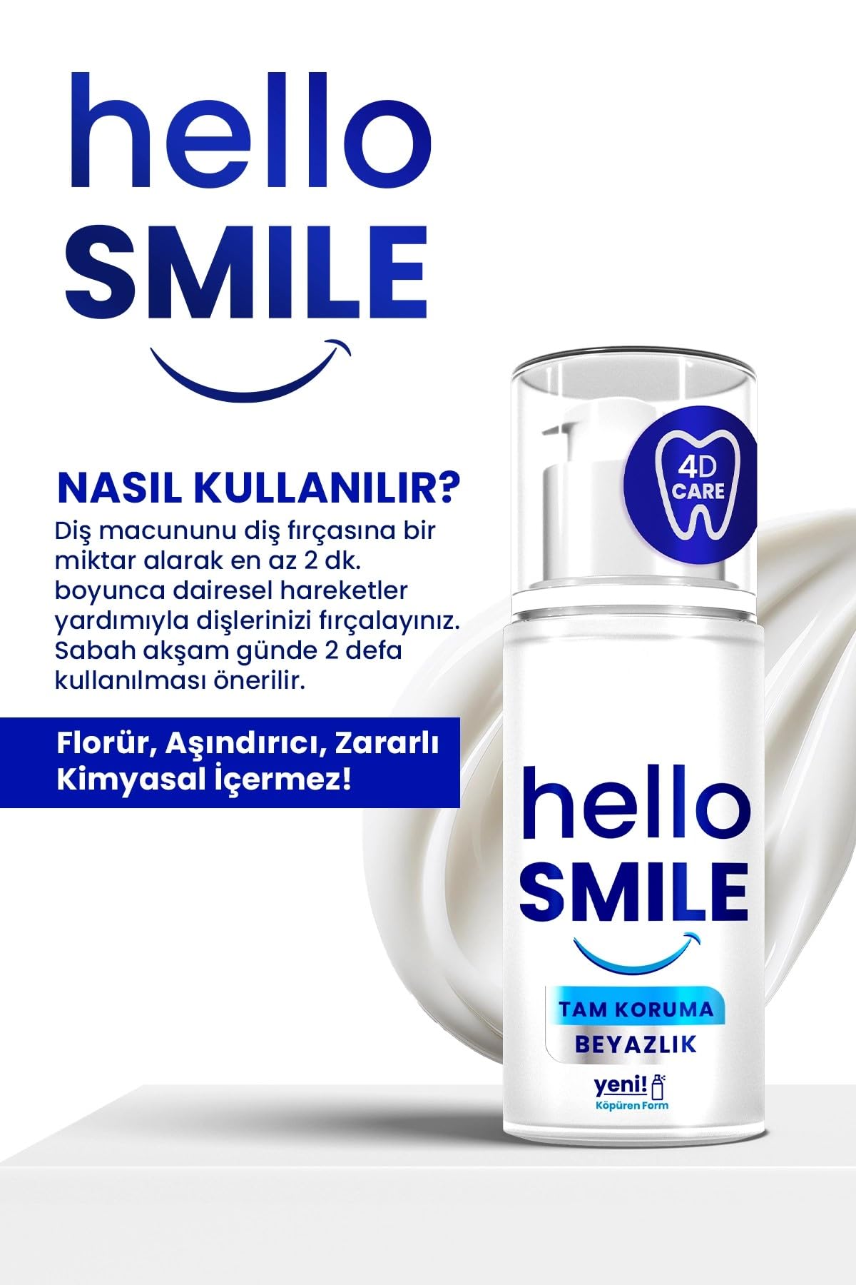 HELLO SMILE Tam Koruma Anında Beyazlatıcı Diş Jeli 50 ML (4 paketi)