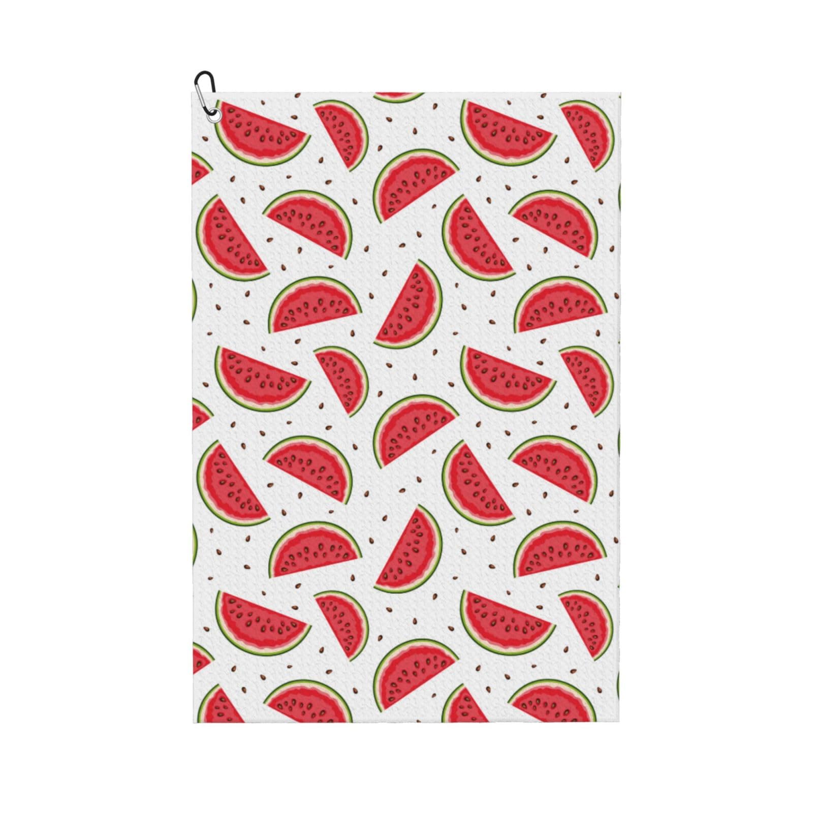 AOOEDM Watermelon Print Golf Towel with Carabiner Clip Absorbent Microfiber Golf Towel for Cleaning Golf Ball Club Putter Iron for Golf Bag Trolly Belt Loop 16" X 24"