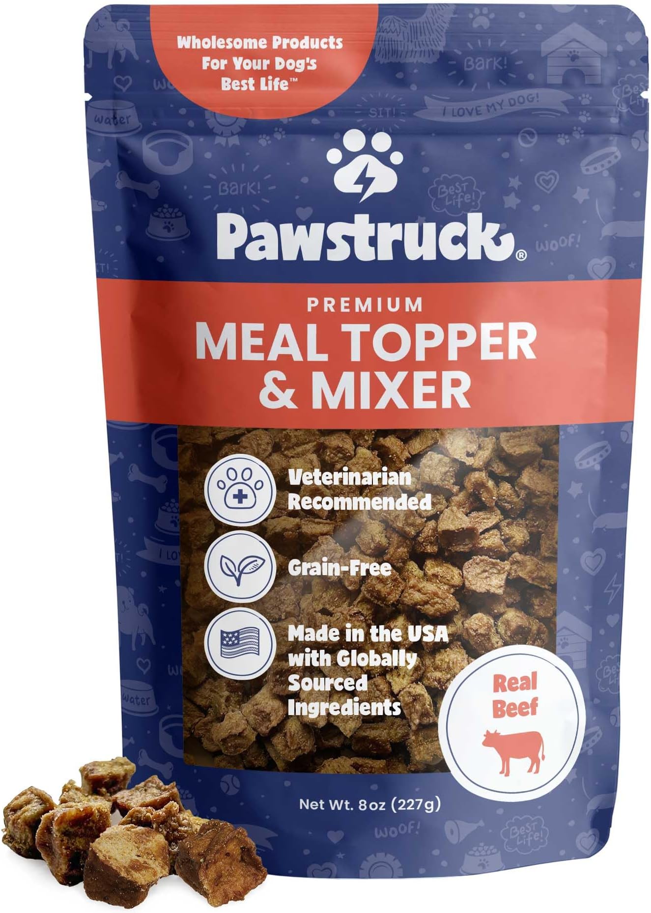 - Pawstruck Vet Recommended Air Dried Dog Food Toppers for Picky Eaters, Made in USA with Real Beef, Premium Meal Mix-in Kibble Enhancer, 8 oz, Packaging May Vary