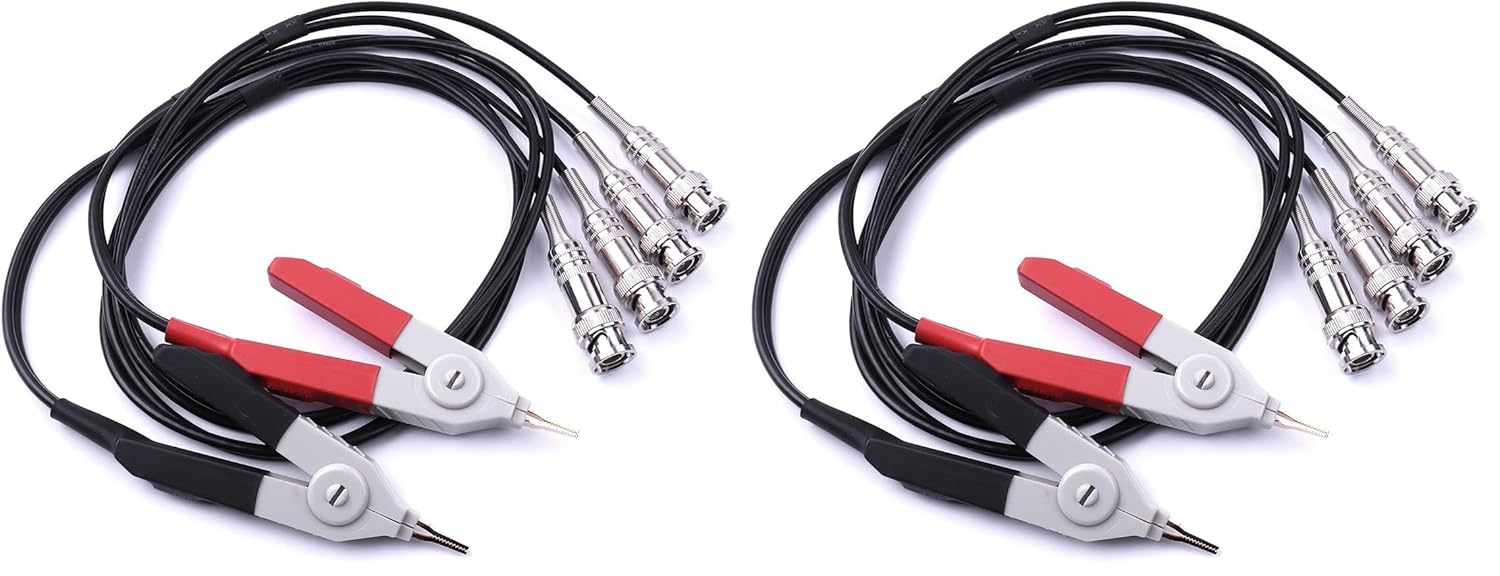 ATOPLEE 2pcs LCR Meter Test Leads Lead Clip Cable Terminal Probe Wires,with 4 BNC Electrician Test Leads Kit,Digital Electrical Test Probes Set for LCR Meter Multimeter (Pack of 2)