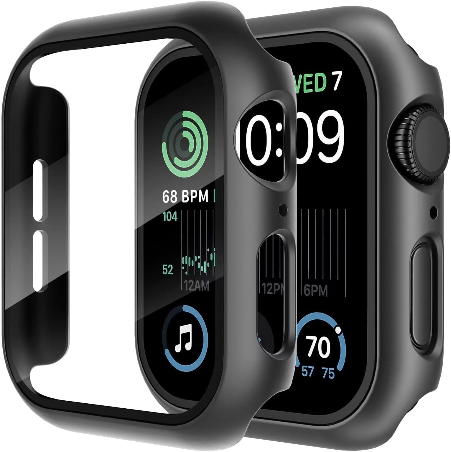 Mosmoc Hard PC Case Compatible with Apple Watch Series 6/5/4/SE/SE2 40mm with Tempered Glass Screen Protector, iWatch Screen Guard, Touch Sensitive, Full Coverage Bumper Protective Cover (40mm Black)