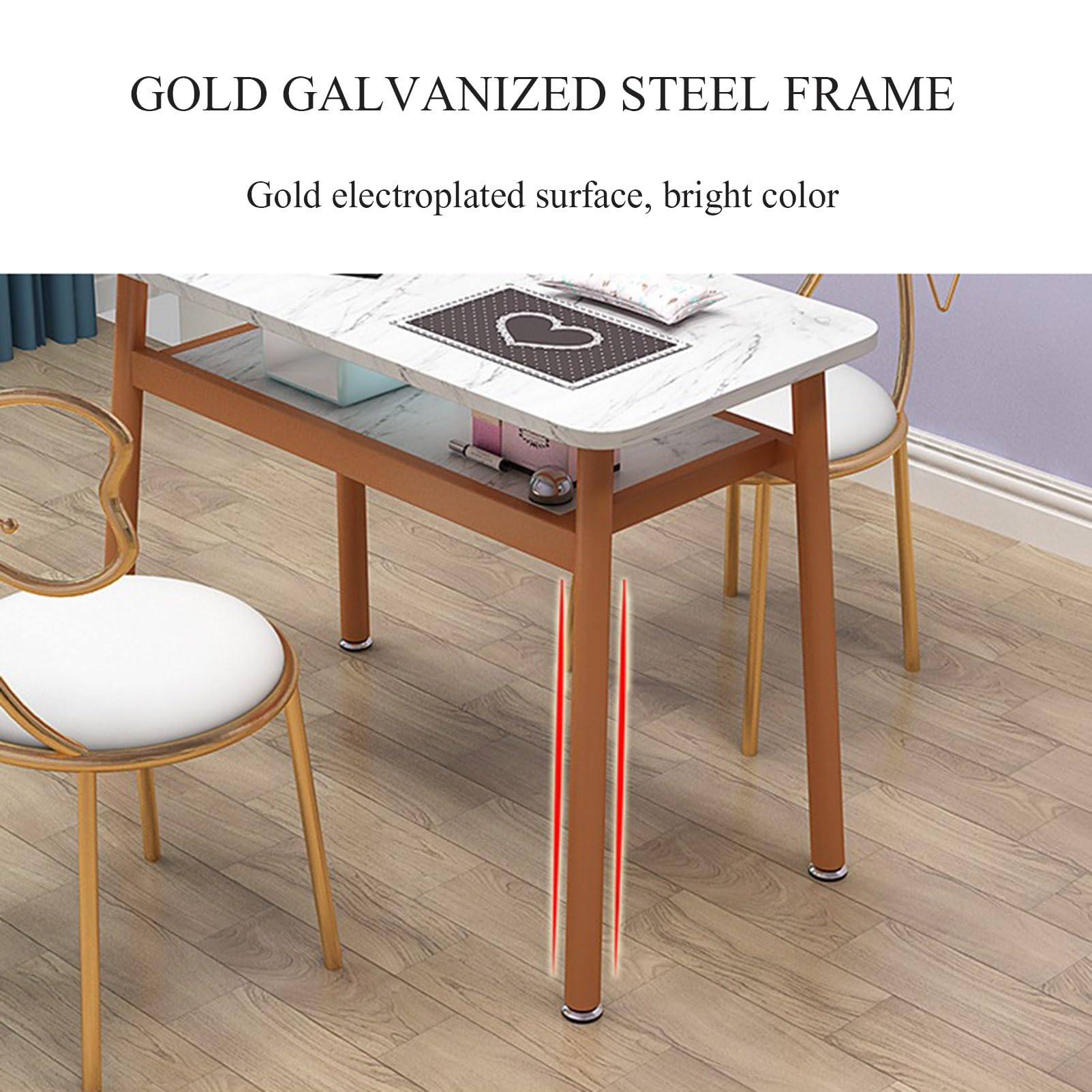 Tavolo da Manicure Professionale, postazione di Lavoro per Tecnici delle Unghie, Tavolo da Trucco in Legno per Salone di Bellezza, Spa, Tavolo da toeletta con,Marble Pattern-80cm 3-Piece Set