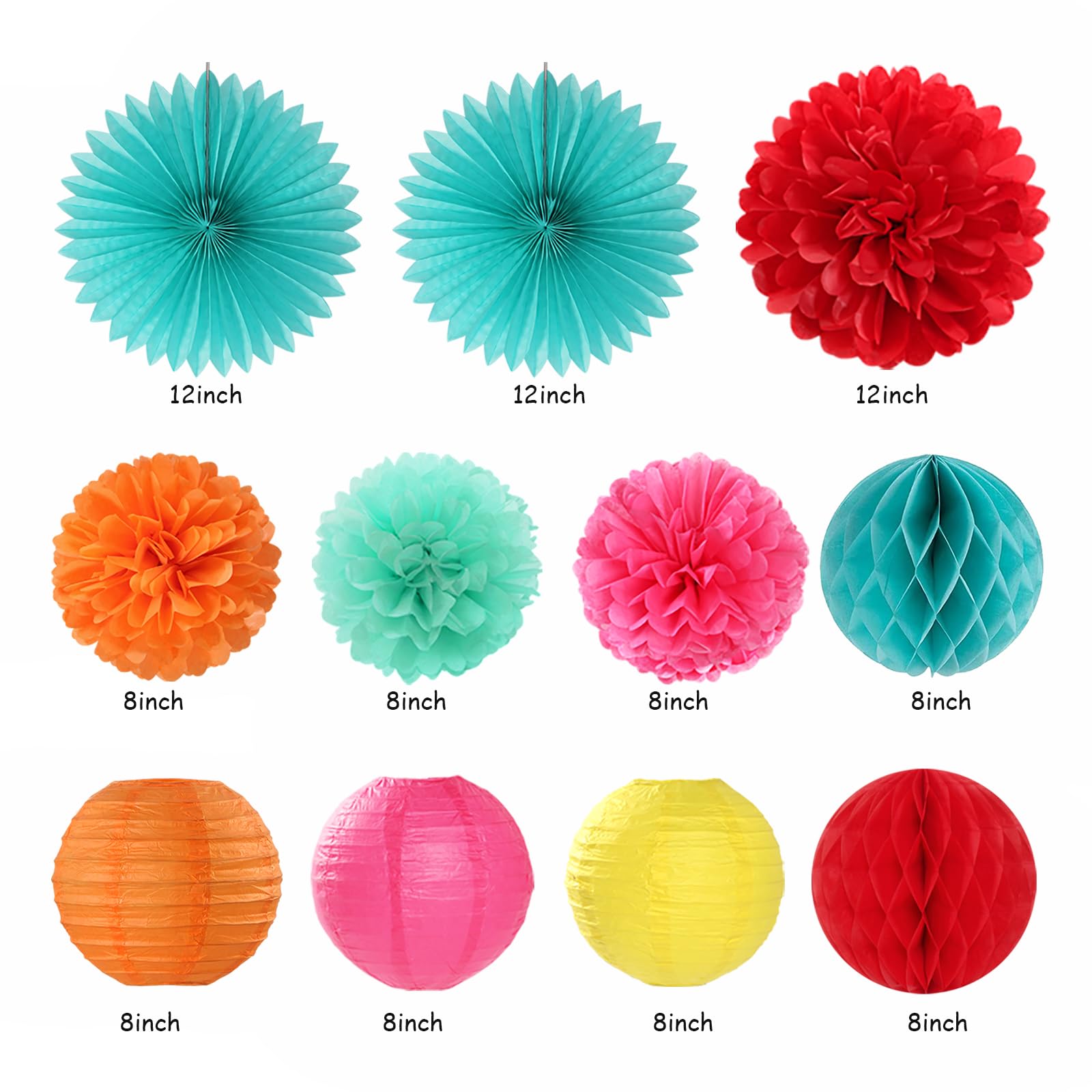Suministros de decoración de fiesta hawaiana de Luau de verano – 21 pancartas de hola, linternas de papel para piscina, panal, guirnalda de serpentinas colgantes, pompones de tejido, abanicos de