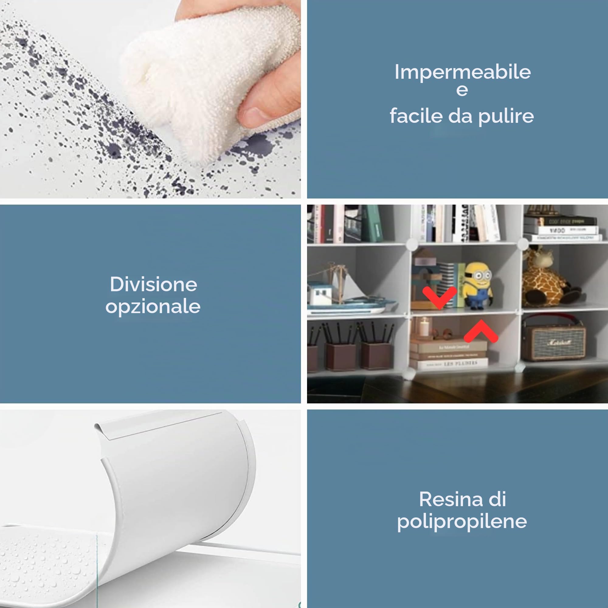 Scaffale Modulare con 9 Scomparti, Scaffali Modulare in Plastica, Scaffale con Moduli, Cubo Portaoggetti, Libreria in Plastica, per Scarpe, Vestiti, Libri, Montaggio Facile, Armadio, Bianco.