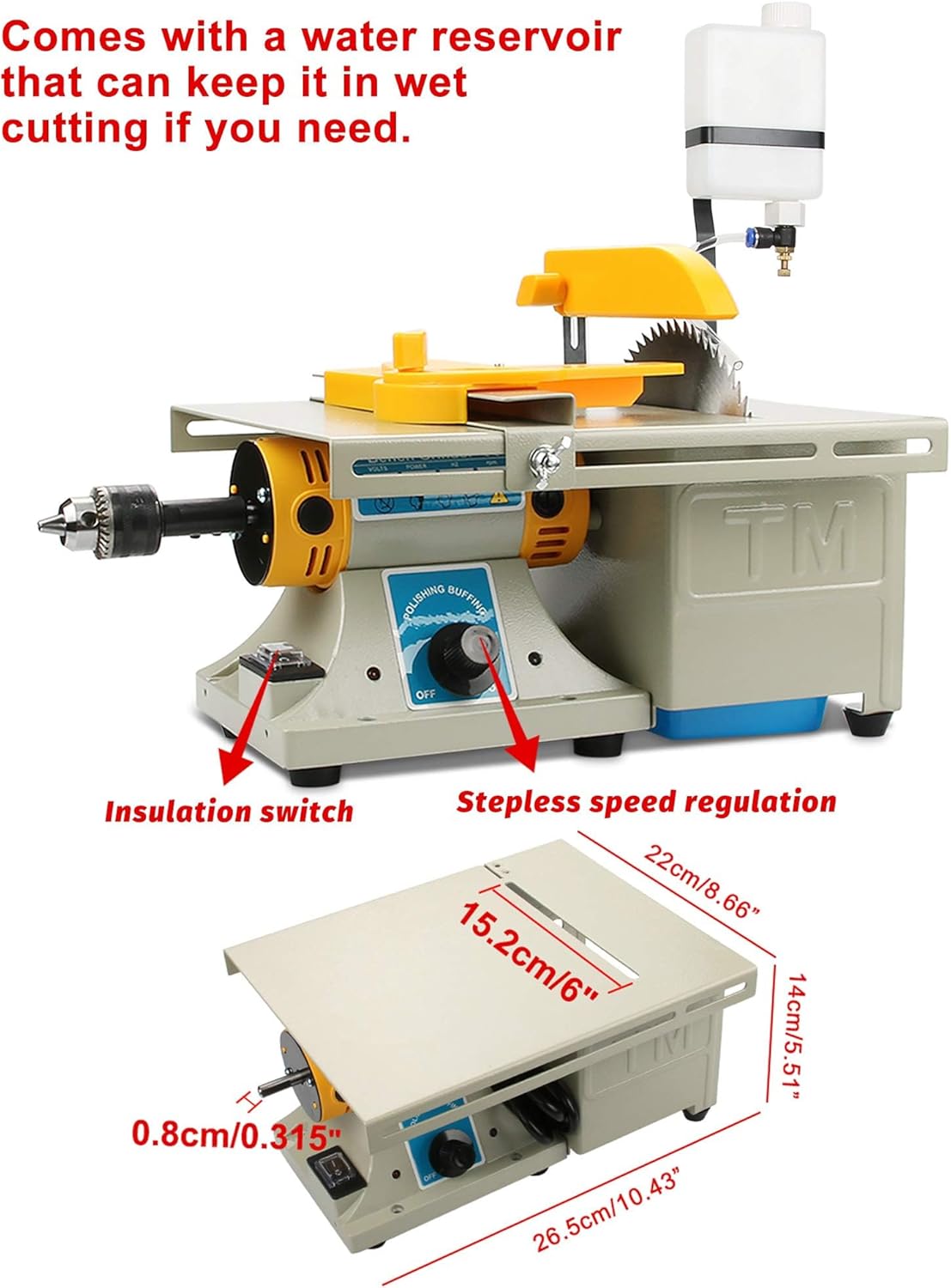 Lapidary Saw for Cutting Rocks, 6" Lapidary Equipment Stone Cutter Machine, 110V Wet Table Saws, 10000RPM with Water Drip System, Right Benchtop
