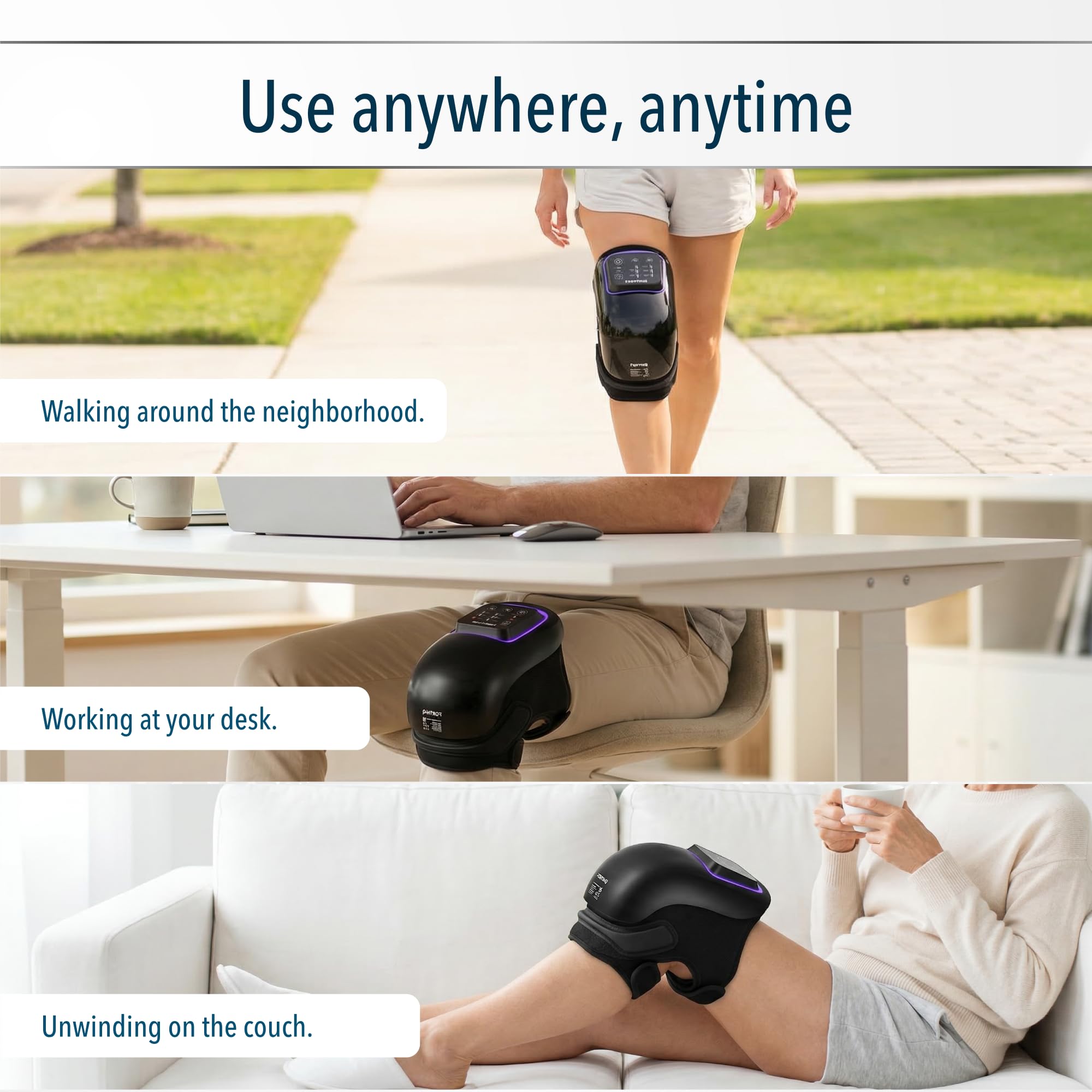 FORTHiQ Kniemassagegerät Pro+ mit Wärme, Rotlicht und Vibration, 6-in-1, Dual-Wellenlänge - Kabellos, tragbar, verstellbare Riemen, einfach zu bedienen, speichert Ihre Einstellungen, 1 Paar