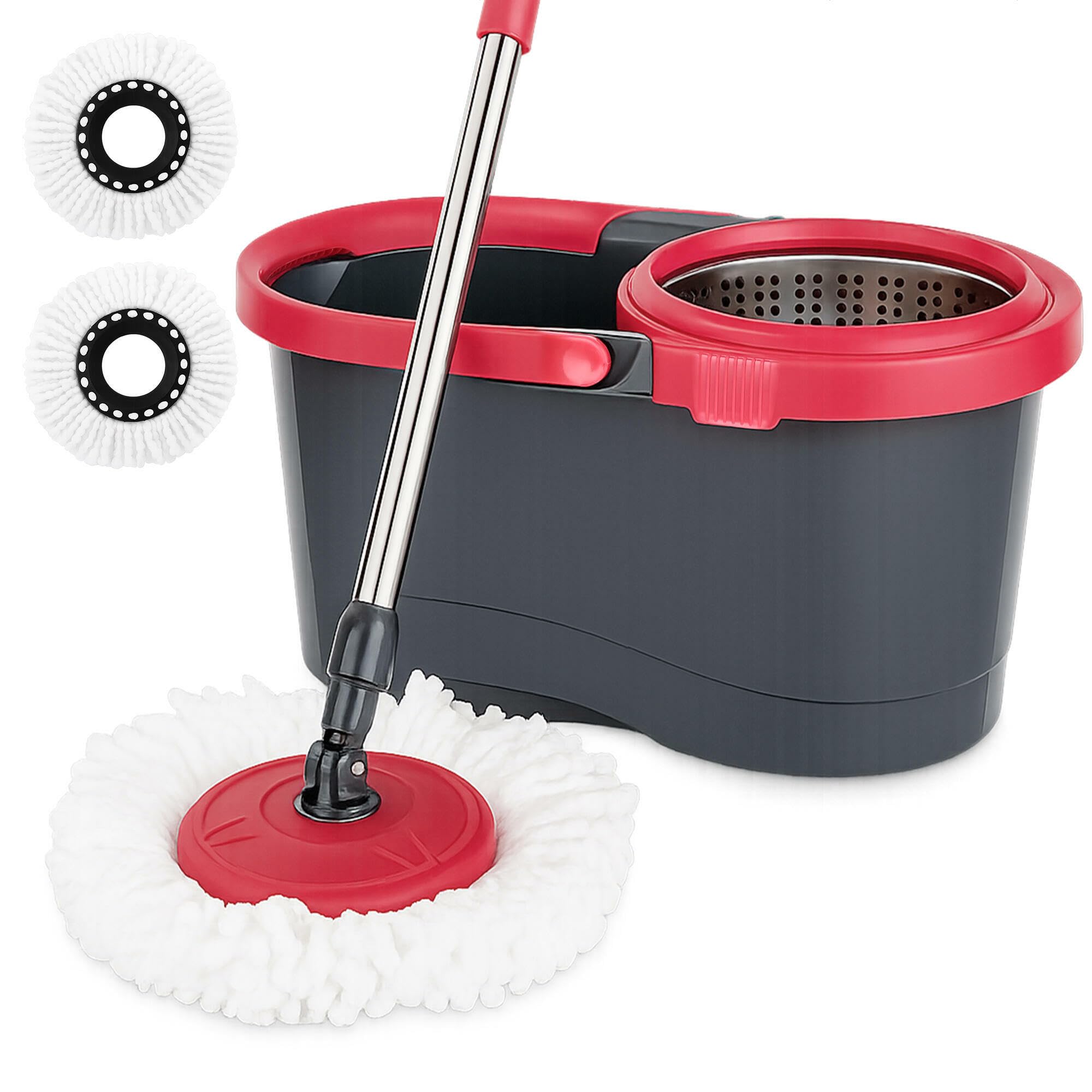 LIVINGbasics Spin Mop Bucket System, Detachable Spinning Basket & Easy Wring 360° Magic Mop, Swivel Wet and Dry Mop