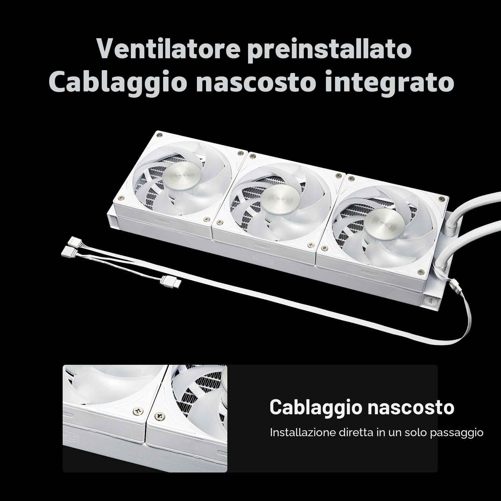 CPS Dissipatore Liquido per CPU, Raffreddamento Liquido AIO da 360mm, Pompa ad Alte Prestazioni, Display IPS da 2,4” con Ventole Silenziose F5 R120mm (DC360 Pro ARGB Display BK)