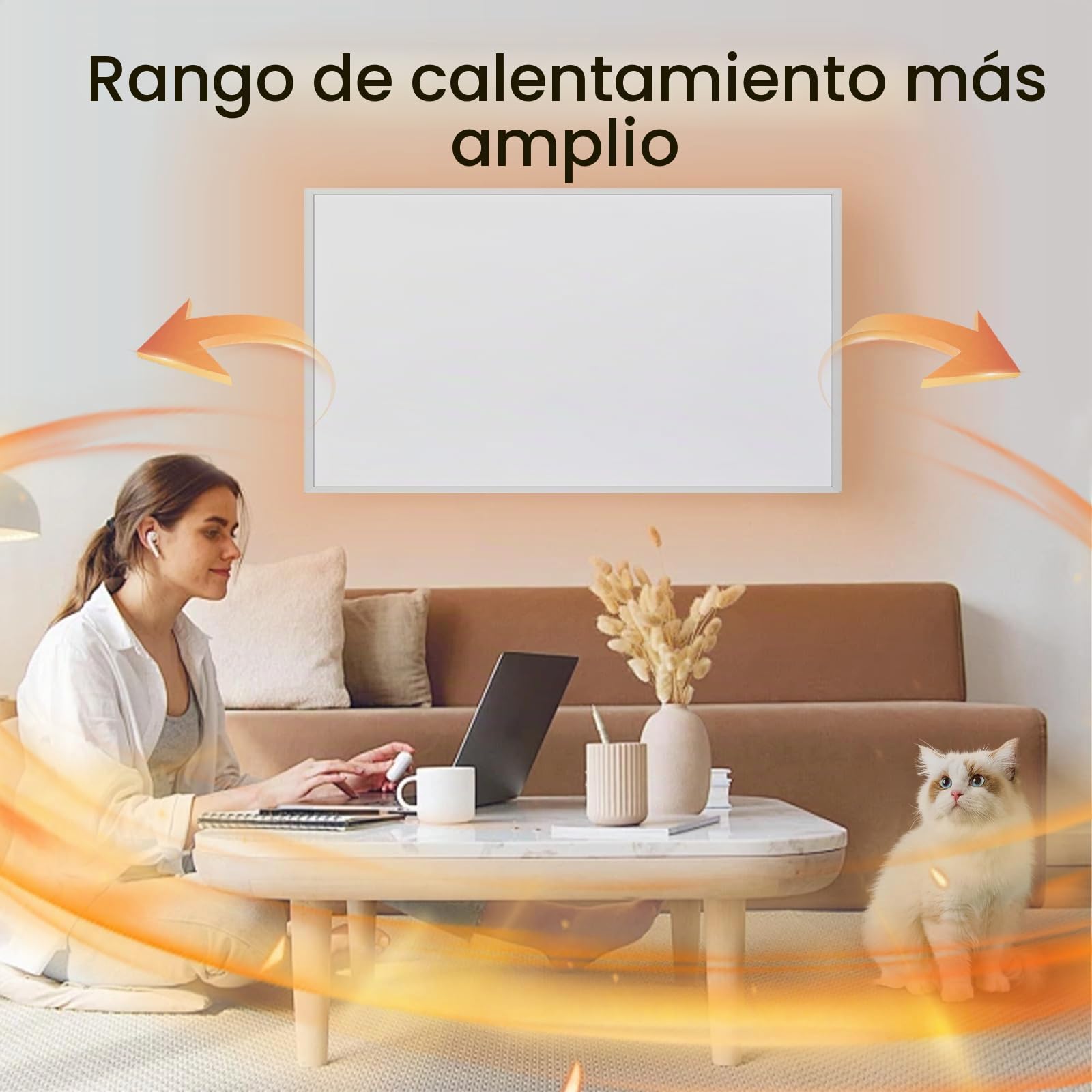 Calefactor Bajo Consumo 800W Con Control Remoto Inteligente, Calefacción de Pared por Infrarrojos de Bajo Consumo - Control de la Aplicación Wi-Fi con Control Remoto - TÜV