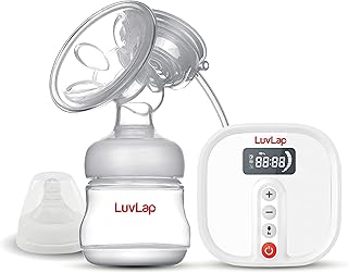 LuvLap Convertible Electric Breast Pump with 3 Phase Pumping, Convertible to Manual Breast Pump, 2pcs Breast pads free, So...
