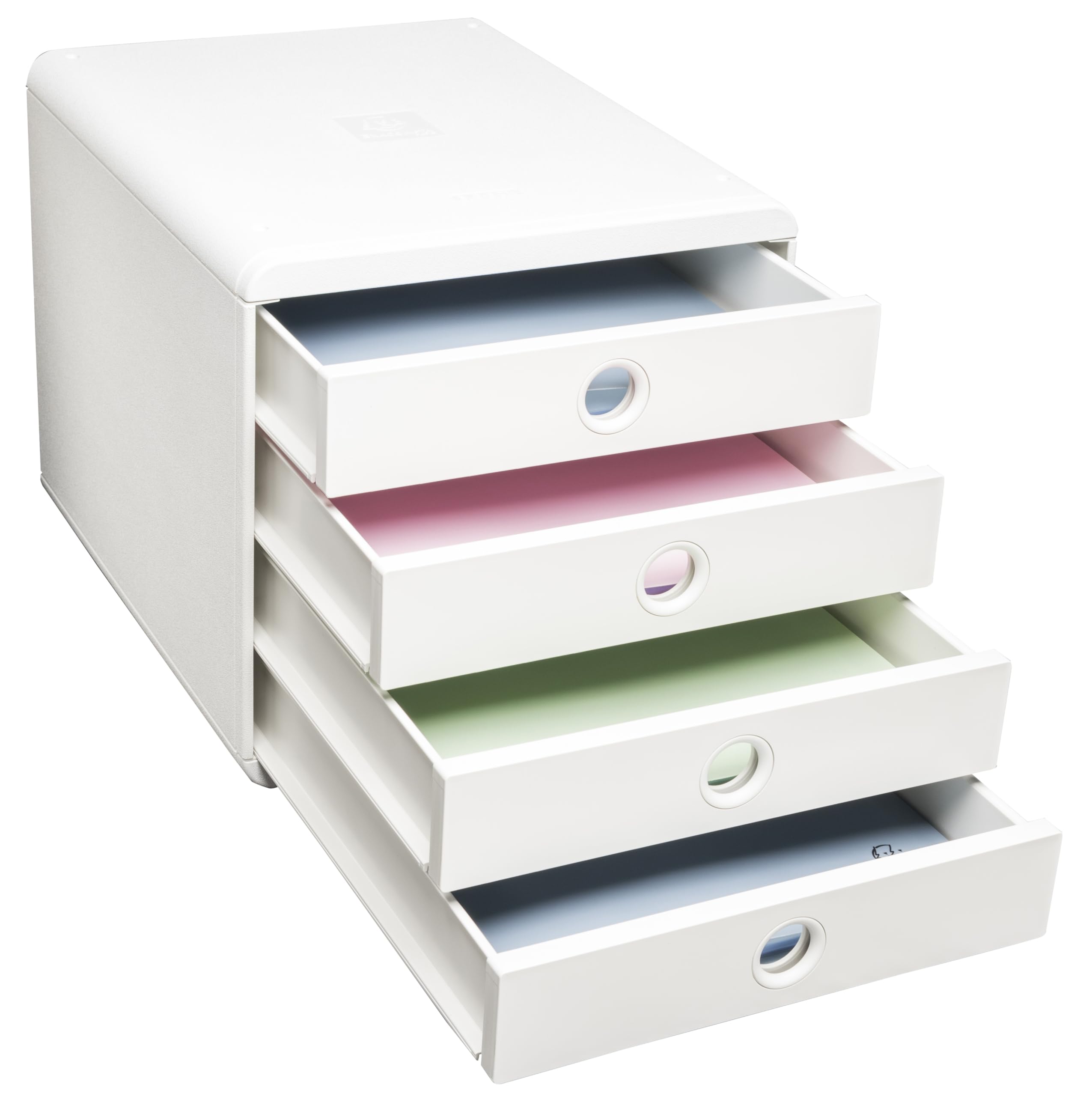 Exacompta - Ref. 314313D - POP-BOX Autentic - Base con 4 cassetti per documenti A4 - Dimensioni esterne: profondità 34,7 x larghezza 27,8 x altezza 26,7 cm - bianco