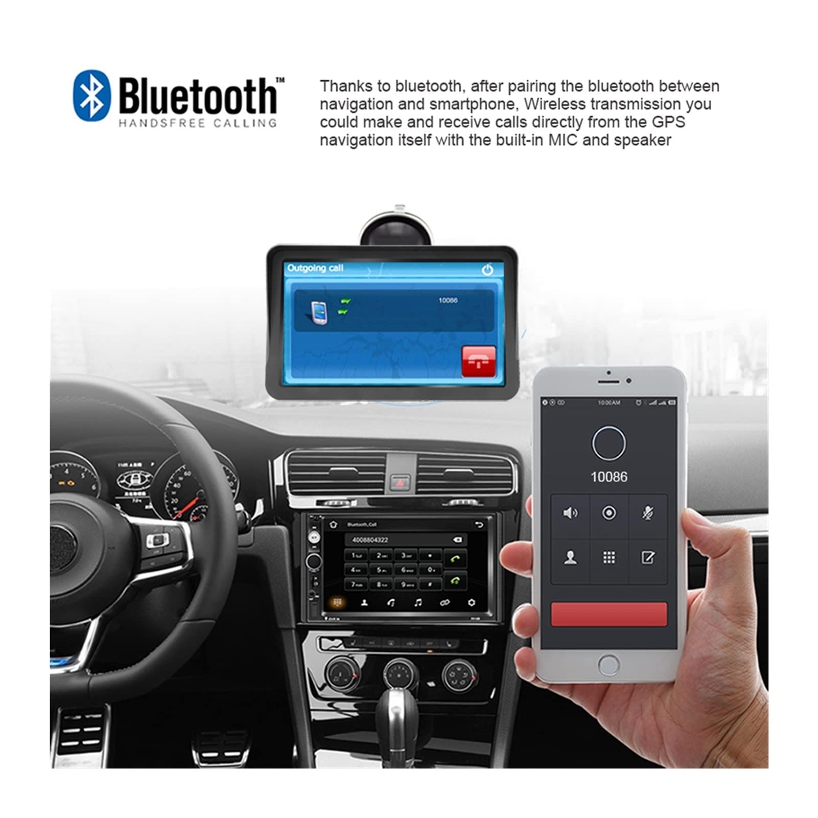 GPS pour Voiture, Écran Tactile de 9 Pouces GPS Navigation avec des Cartes gratuites 25 6m + 8 Go Navigateur Voiture Video Player Caméra arrière(Without Bluetooth)