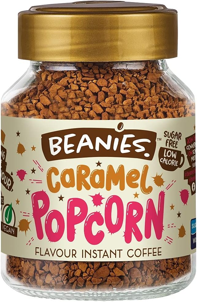 Beanies|Instant Flavoured Coffee |Caramel Popcorn|Low Calorie, Sugar Free|50 g|Pack of 1