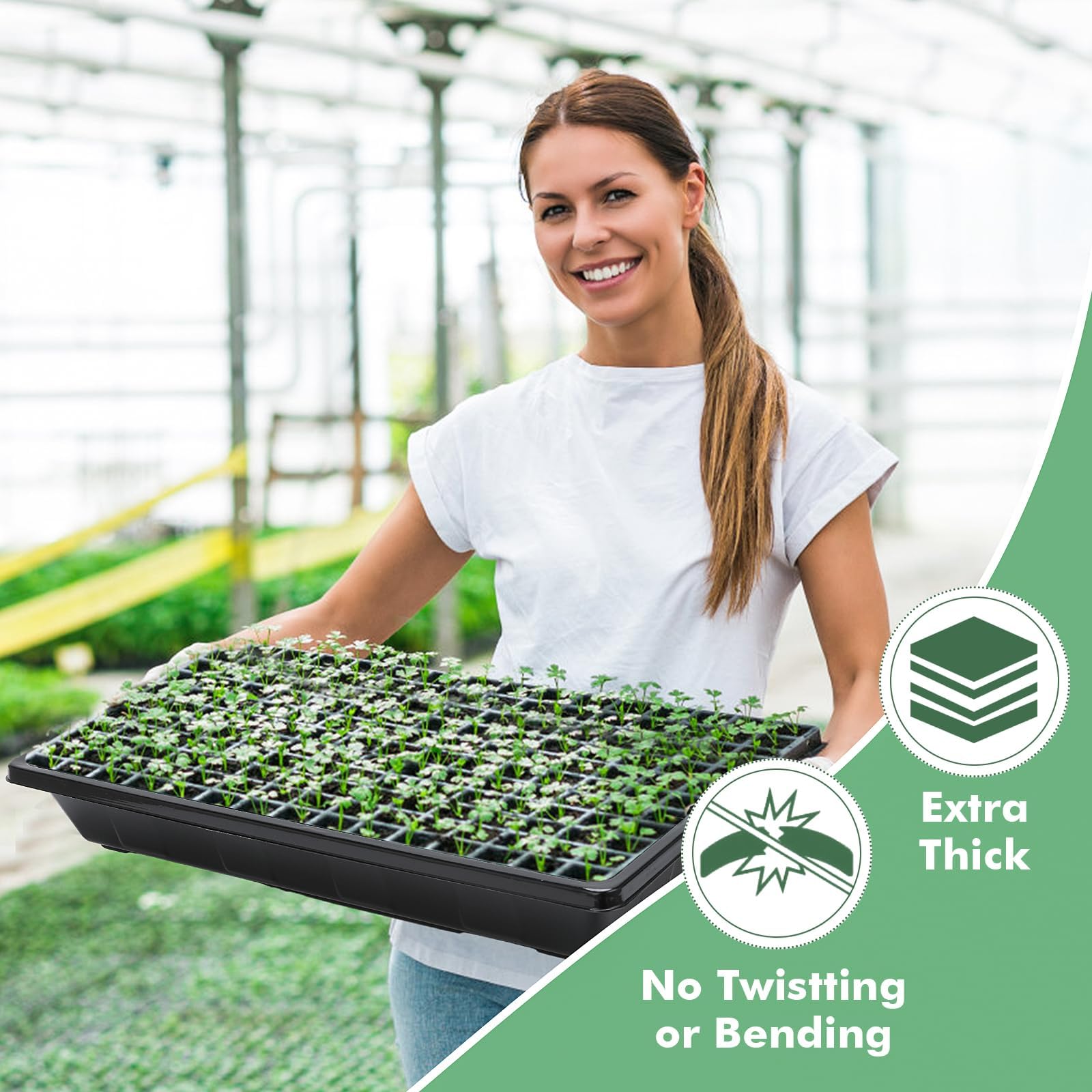 1017 Pflanzen-Anzuchtschalen, Anzuchtschalen, Microgreens, Anzuchtschalen, Sämling, Pflanzenkeimung, Starter-Tablett, Umpflanzung, keine Löcher, kein Auslaufen, wiederverwendbar, 25,4 x 42,9 x 6,3 cm