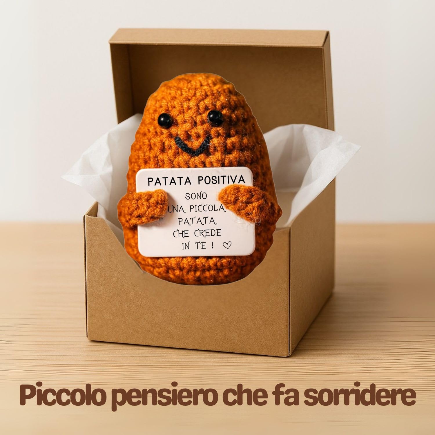 Patata Positiva© | Regalo Originale e Divertente | Decorazione Casa | Idea Simpatica | Compleanno & Festa | Bambina Donna Uomo Sorella Amico ADO | Sorpresa Collega Ufficio | Peluche Motivazionale