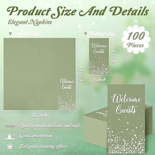 Miniatura 3 de 200 servilletas desechables, servilletas de bienvenida para invitados, toallas de mano para baño, toallas elegantes para tocador, vacaciones,