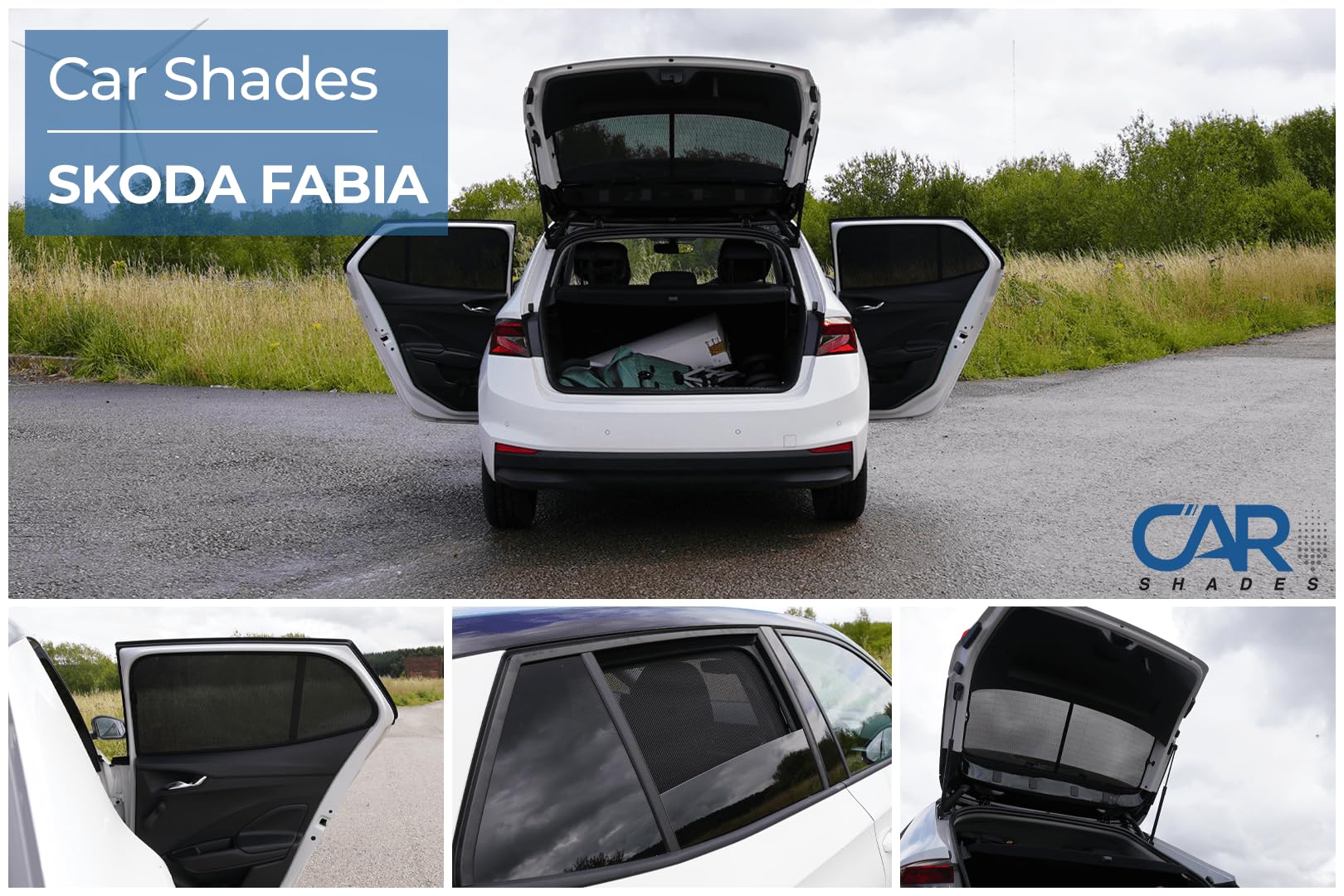 CAR SHADES Set Compatibile con Skoda Fabia IV 2021- (4-Parti) Tendine Parasole su Misura