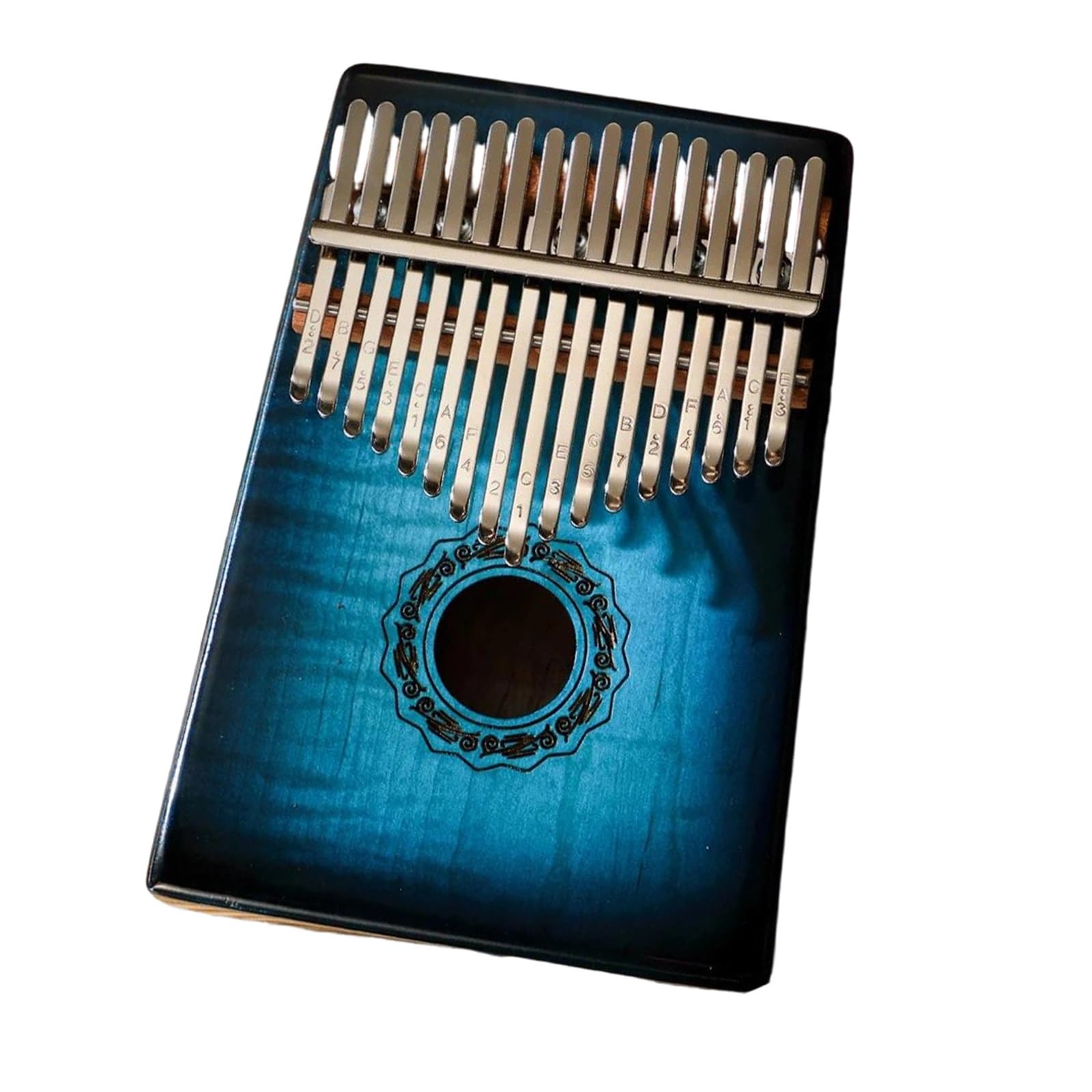 Kalimba De Arce De 17 Teclas Con Acabado Degradado Y Estuche Adecuado Para Principiantes Instrumentos Musicales Kalimba(Blue)