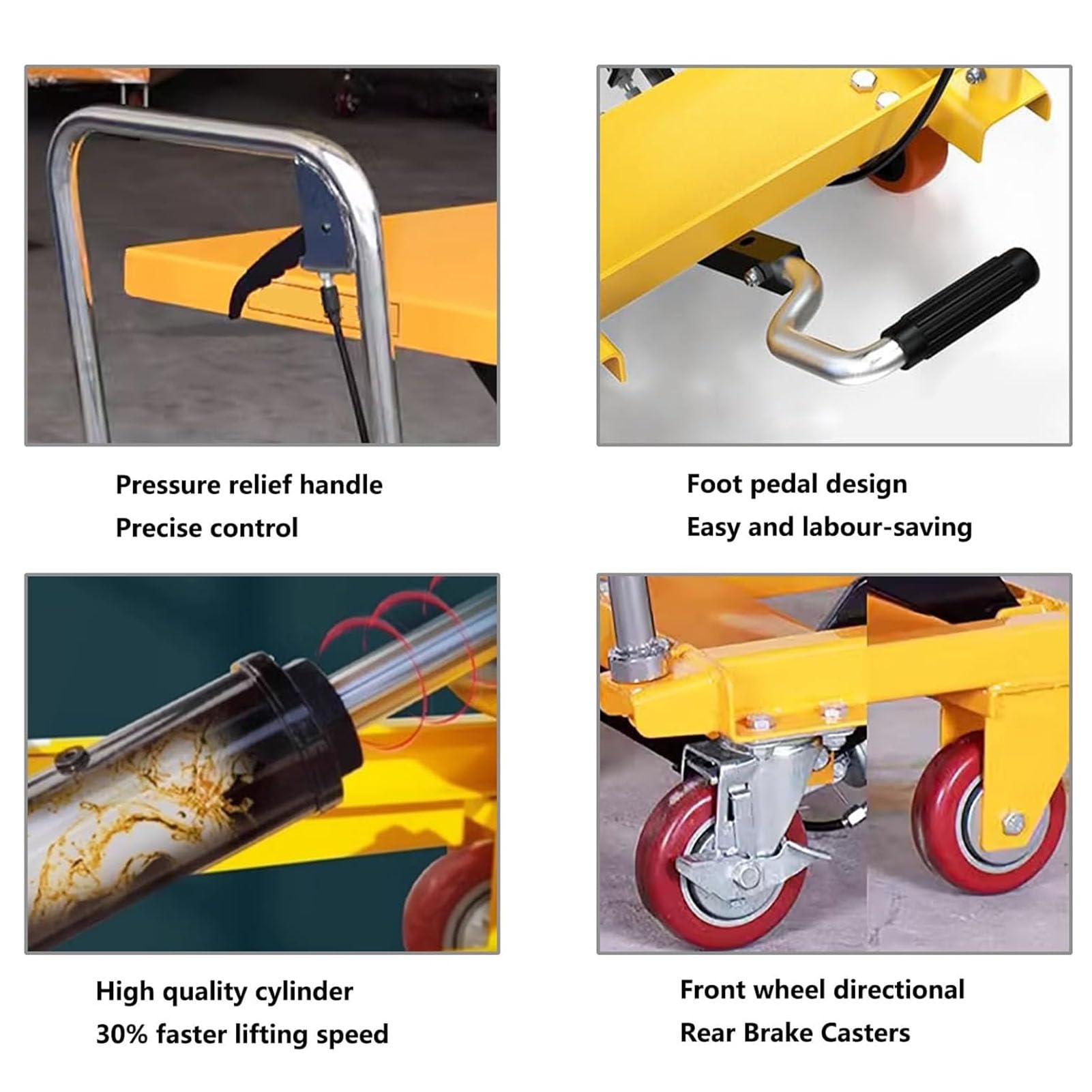Elevador de Tijera Portátil, Mesa Hidráulica Plegable, Carro Elevador con 4 Ruedas, Ideal para Reparar Motocicletas y Coches,200KG