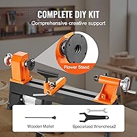 Vista 6 de VEVOR Torno de Madera de Sobremesa, 10 pulgadas x 18 pulgadas, 0.5 HP 370W Máquina de Torno para Madera, 5 Velocidades Variables