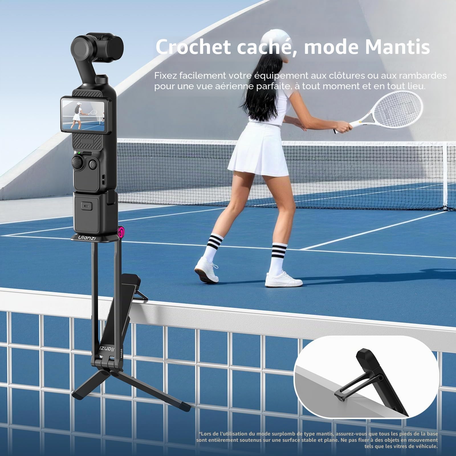 ULANZI MA66 Trépied pour Appareil Photo Compatible avec DJI OSMO Pocket 3 4, Support de caméra à dégagement Rapide avec Fixation 1/4", Perche à Selfie magnétique Pliable Uka & Arca-Swiss