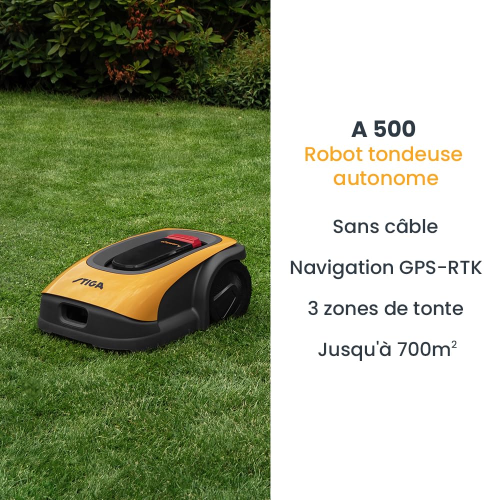 STIGA A500 Robot Tondeuse Autonome. Robot Tondeuse sans Fil Périphérique (Max. 700m²). Contrôle par Application. avec Na — vue 2