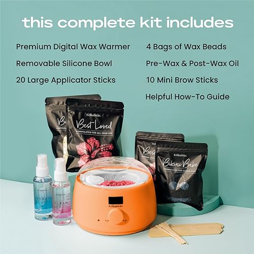 Miniatura 8 de KoluaWax Kit de cera prémium para mujeres, apto para principiantes, kit completo de cera que incluye 14 onzas de cuentas de cera, aplicador, cuidado
