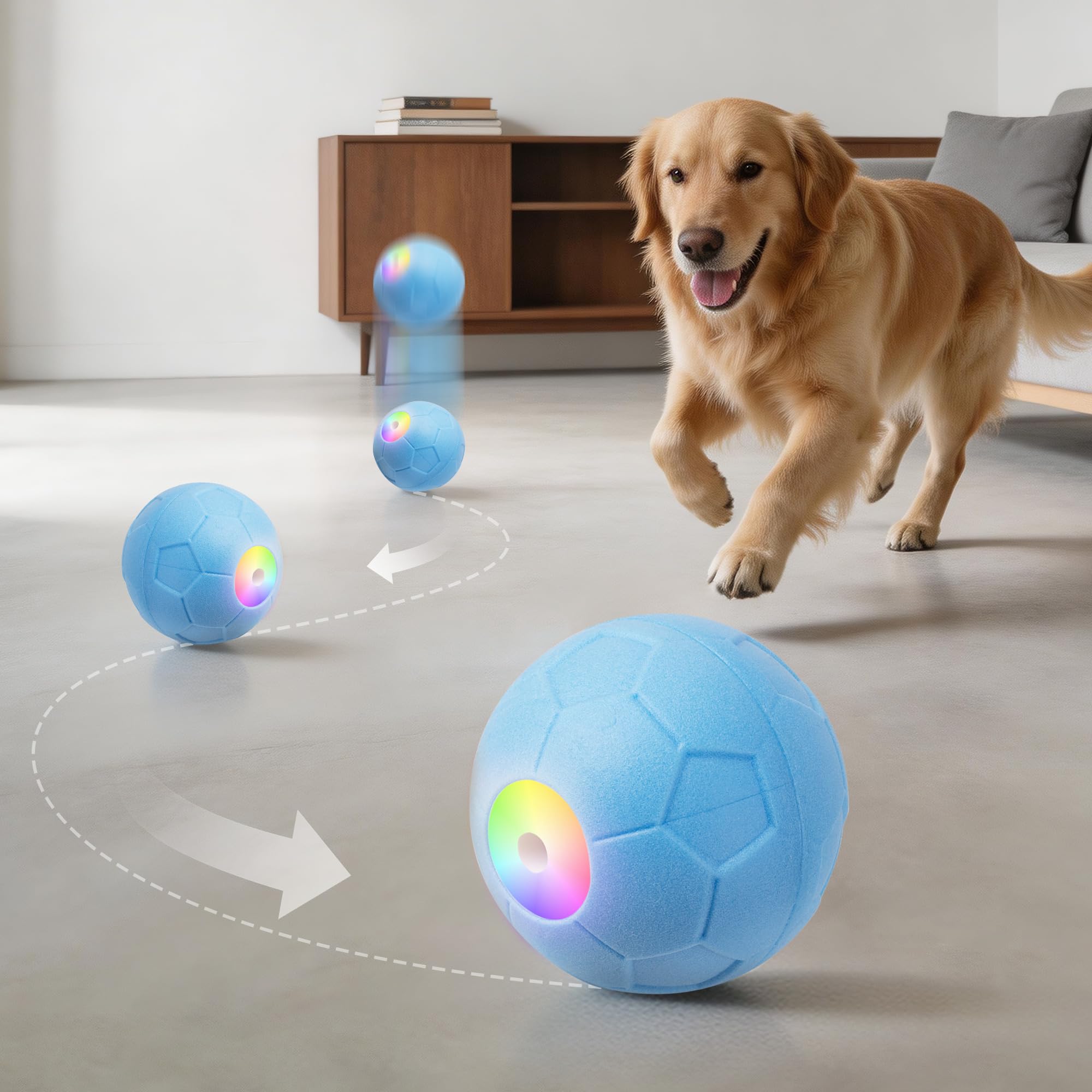 Pet Prime Floating ETPU Dog Toys, Interactive Dog Self Moving Ball with Flashing Lights, Vibrating Toy Ball Pogo-Pin Chargeing for Indoor/Outdoor Fun
