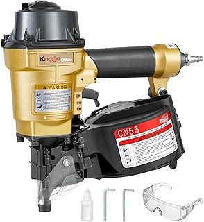Kingou CN55 Coil Siding Nailer Gun For Wooden Pallet Accepts 1 Inch To 2-1/4-Inch Nails With 1/4 NPT Air Connector 300-400pcs Load Capacity Coil Nailer Coil Nail Gun For Wooden Box Packing