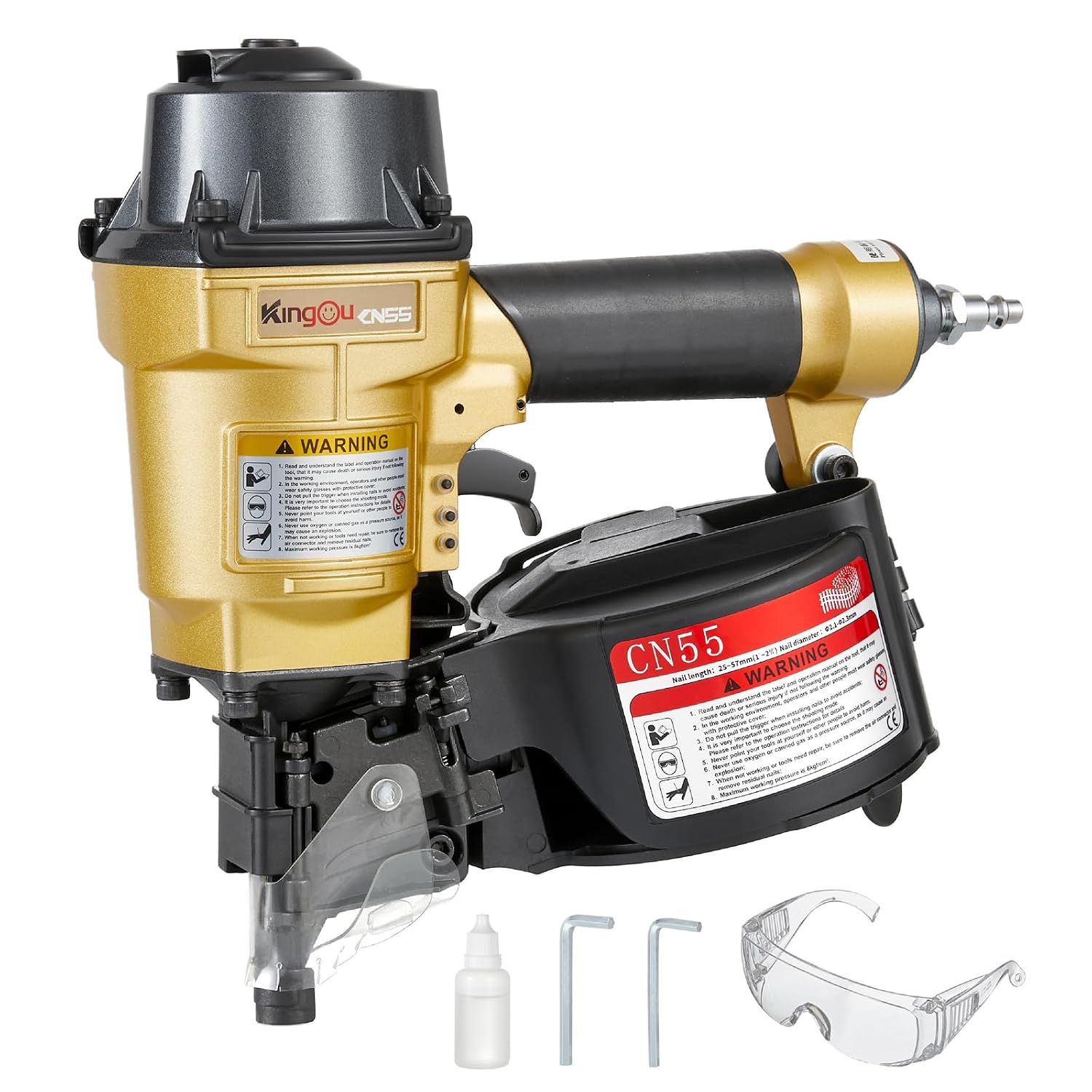 Kingou CN55 Coil Siding Nailer Gun For Wooden Pallet Accepts 1 Inch To 2-1/4-Inch Nails With 1/4 NPT Air Connector 300-400... - Review, Price and Buying Guide
