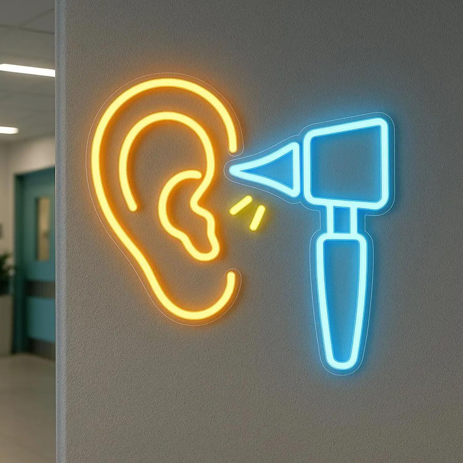 Otoscope Near Ear Neon Sign. Ear LED Decor. Neon Decor for Audiologist.