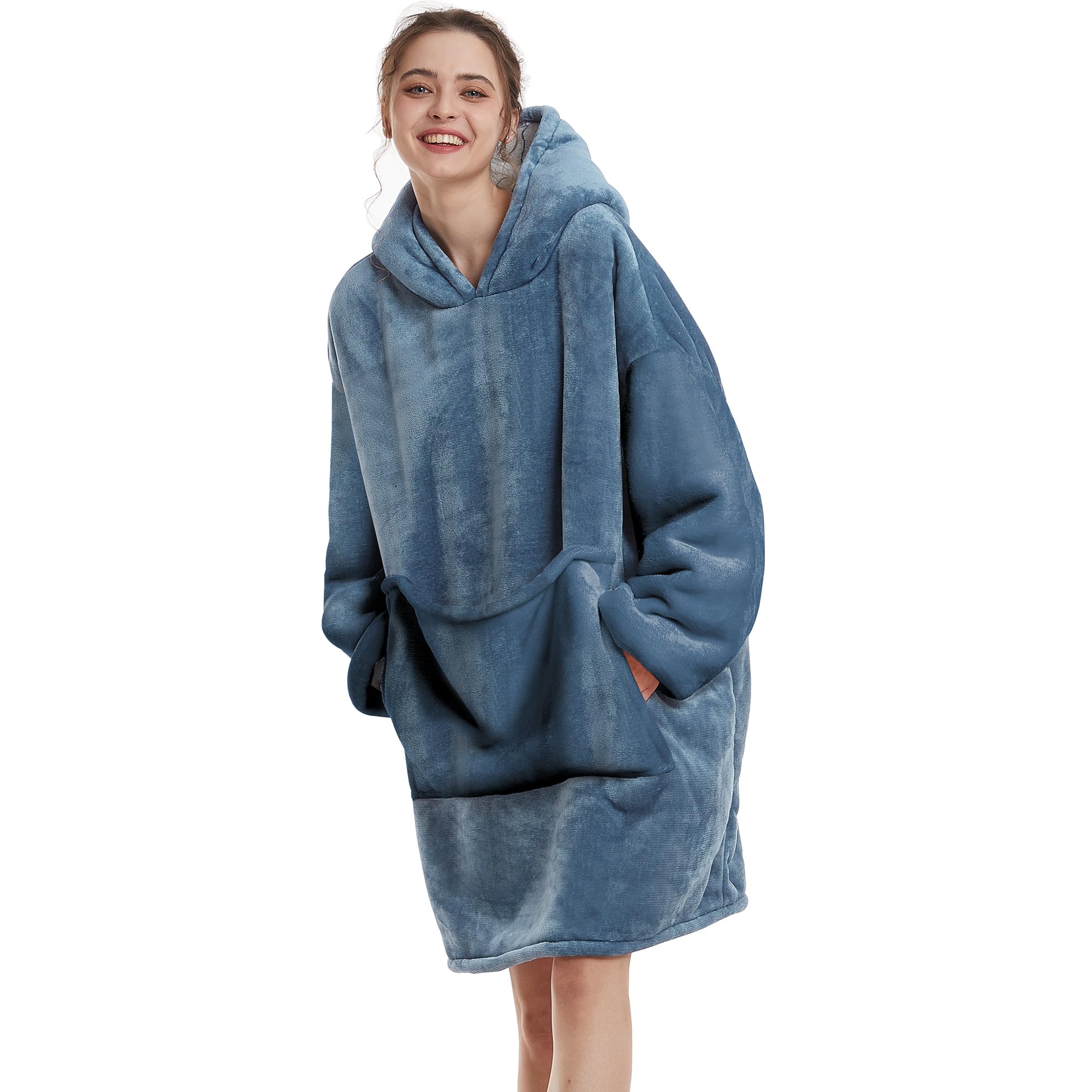 Aemilas Wearable Blanket Hoodie - Warm Sherpa Blanket Sweatshirt as Gifts for Adult Women Mom Men, One Size Fits All