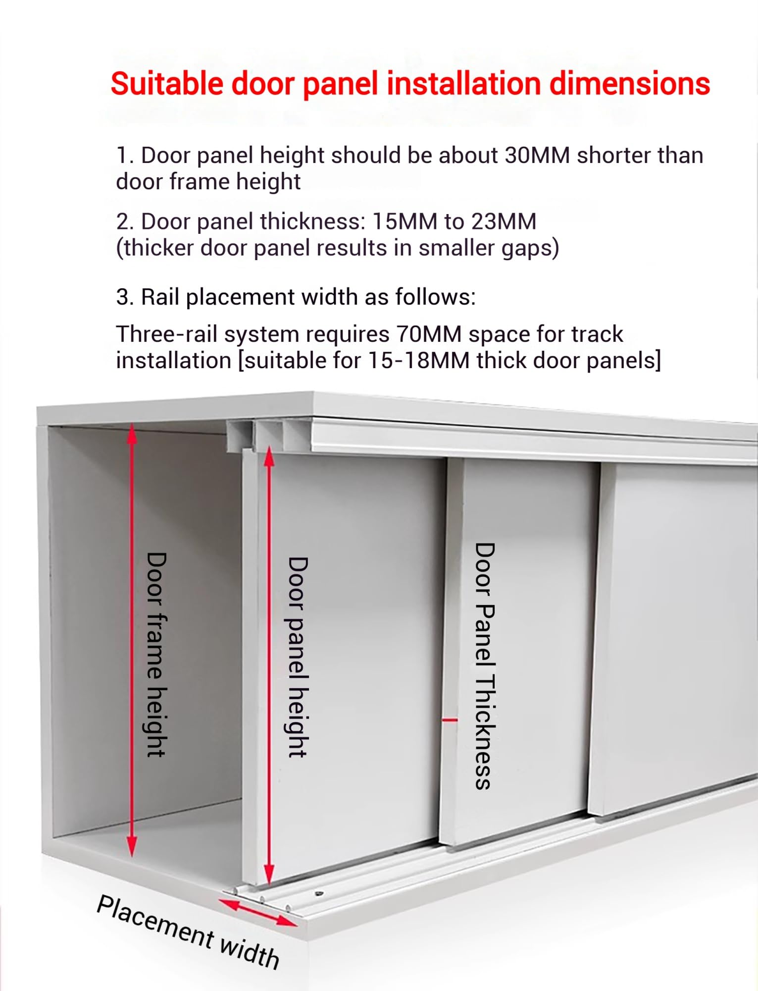 Kit de herrajes para puerta corredera para armario y armario, repuesto de riel superior e inferior con polea deslizante silenciosa, 170 cm de longitud