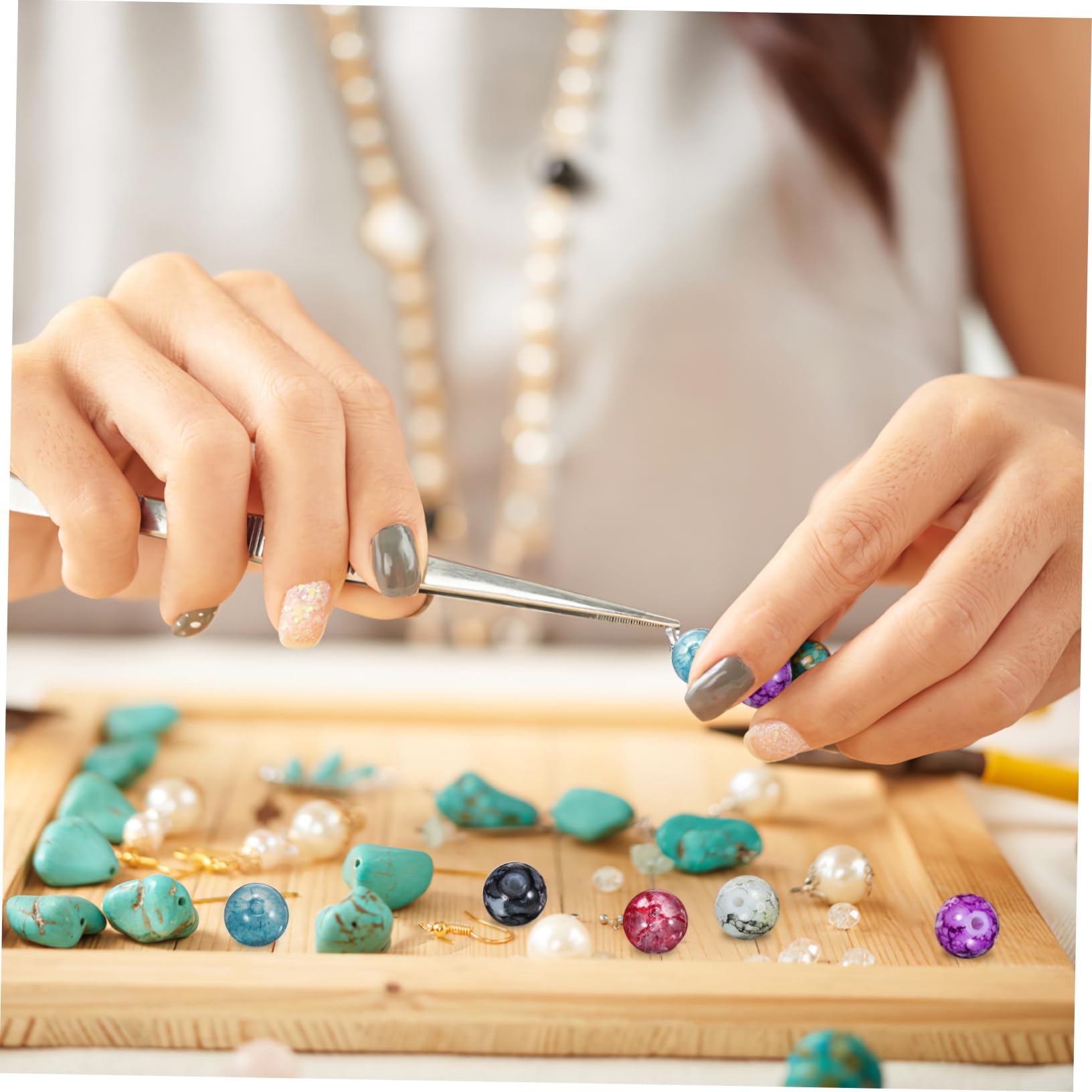 DOITOOL Abalorios Redondos Para Joyería Con Hilo Elástico Diy Para Collares 200 Piezas*4