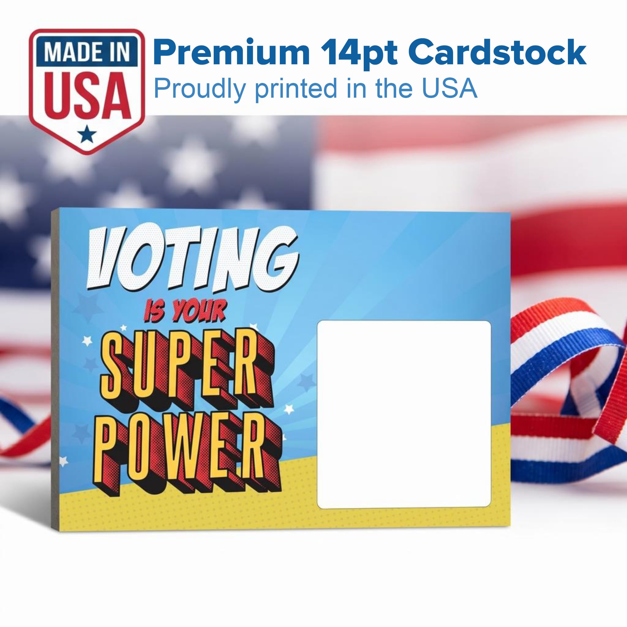T MARIE 400 tarjetas postales para votantes a granel de 4 x 6 – 4 diseños vibrantes, parte trasera en blanco para mensajes personalizados, cartulina sin revestimiento resistente a las manchas, cambio