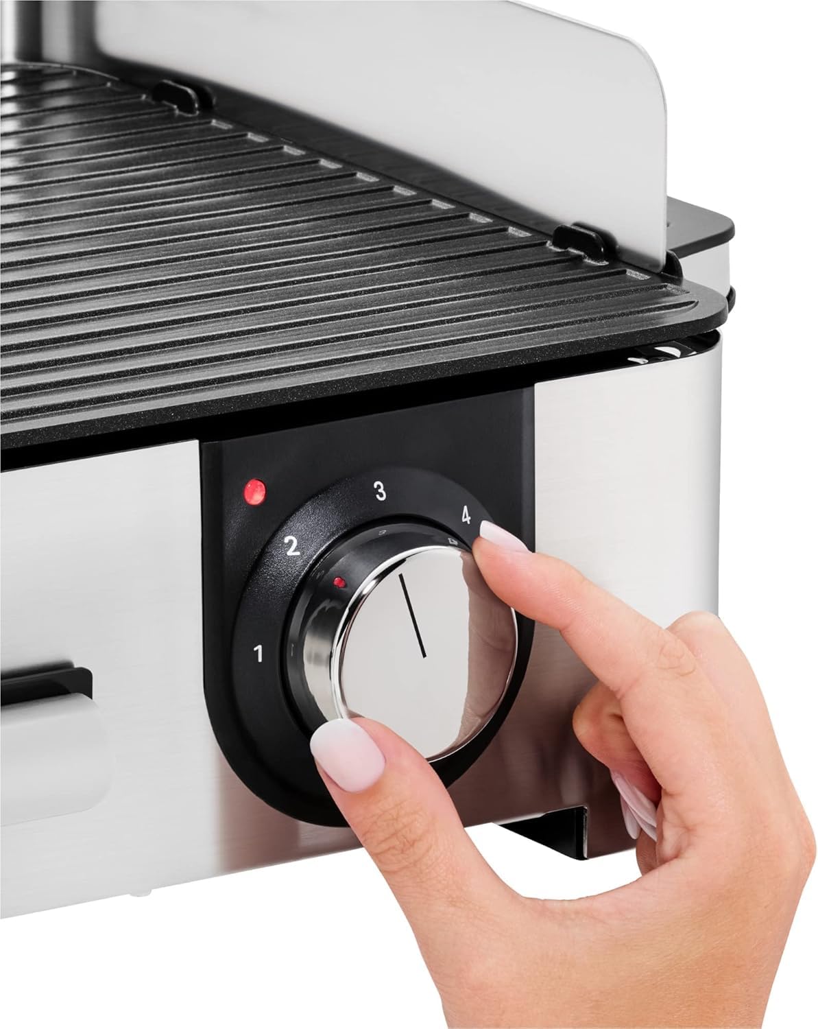 WMF Lono Master-Grill Elektrogrill 2400W 50x28 cm Edelstahl matt Tischgrill mit Windschutz
