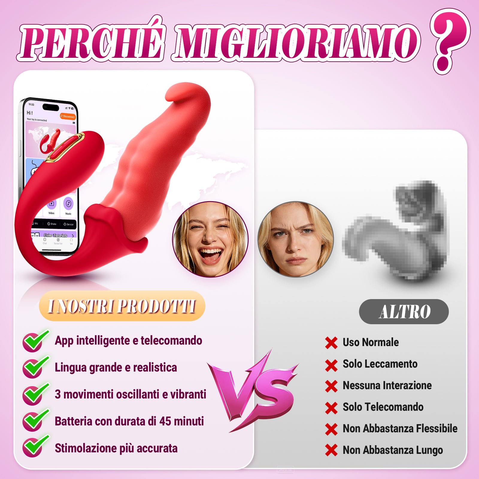 Dildo Vibratoreper Donna Professionale Sex Toys - Vibratoriper Donne Clotoride con Contorsione e Leccatura Profonda, Stimolatore Clitoride Femminile Sexy Toys Sessuali per Donna Punto G Squirting