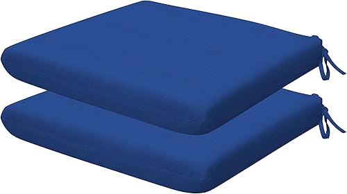 Vista 17 de Honeycomb Outdoor Heritage - Juego de 2 almohadillas para asiento, 18 x 17.5, cojines universales para sillas de patio de rayas cabana azul y blanco