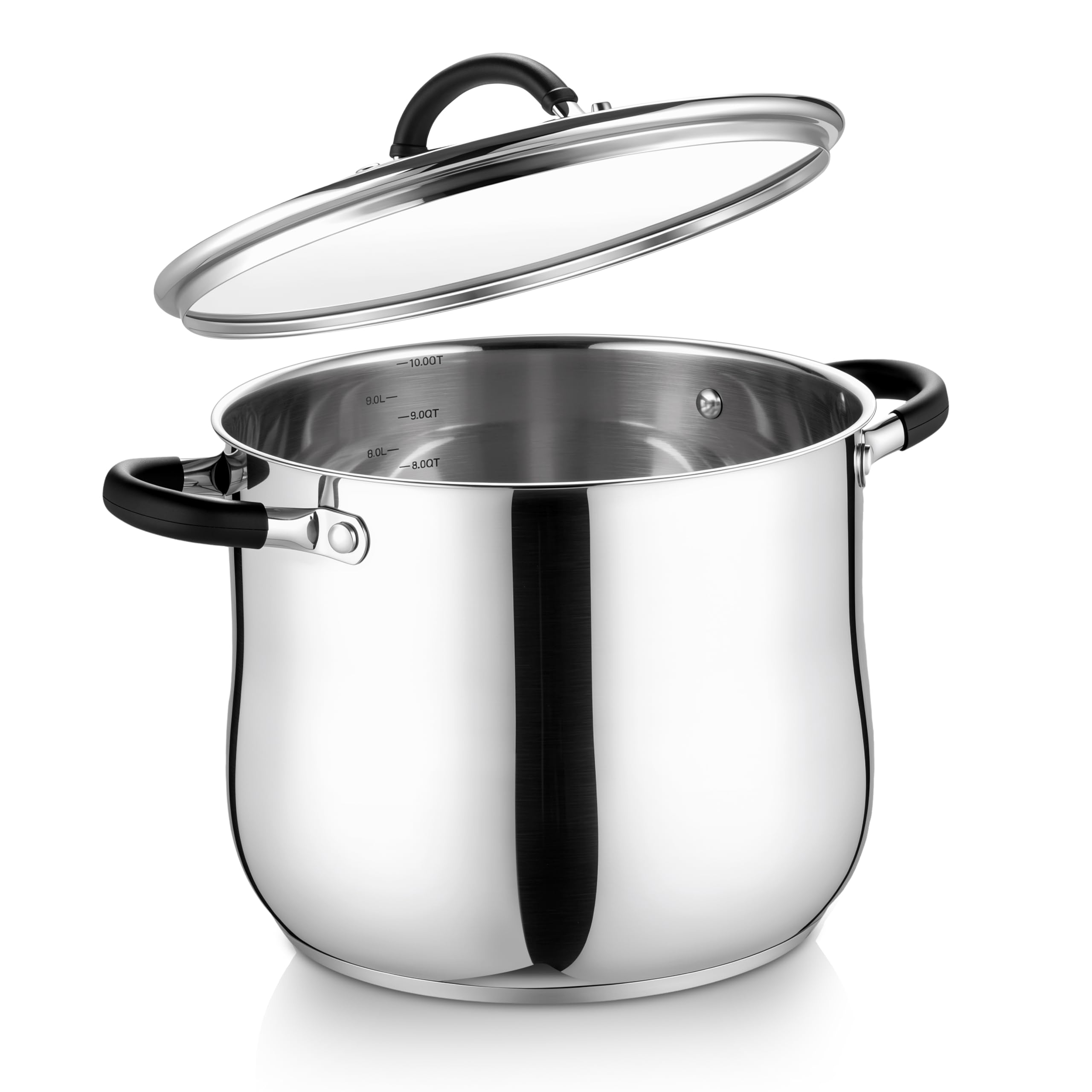 E-far 10 Quart Stock Pot, Stainless Steel Pot for Cooking Soup Simmering Stew
