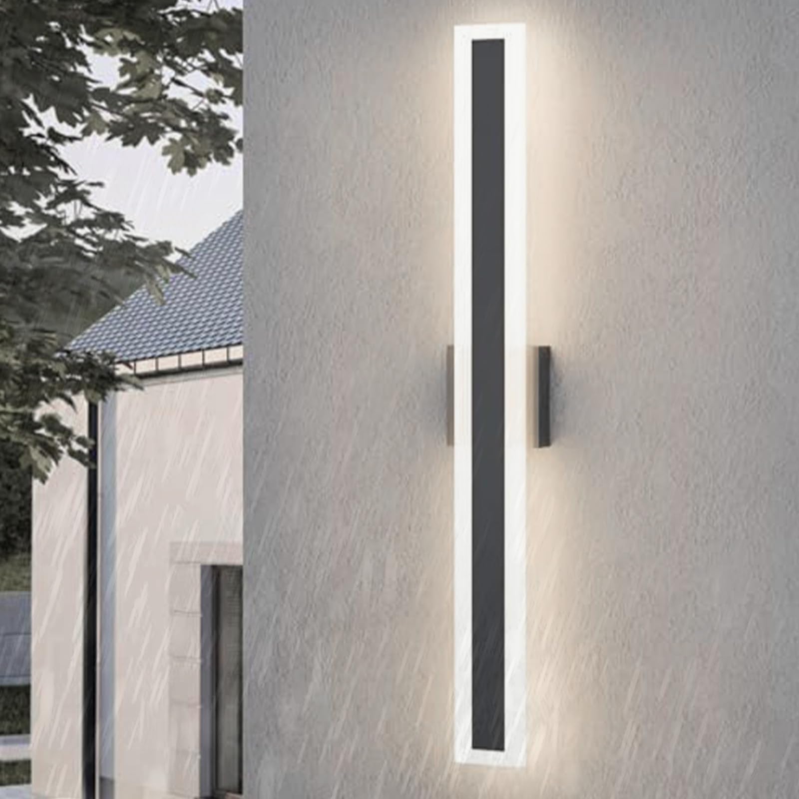 Applique murale extérieure LED noire IP65 longue en aluminium pour jardin