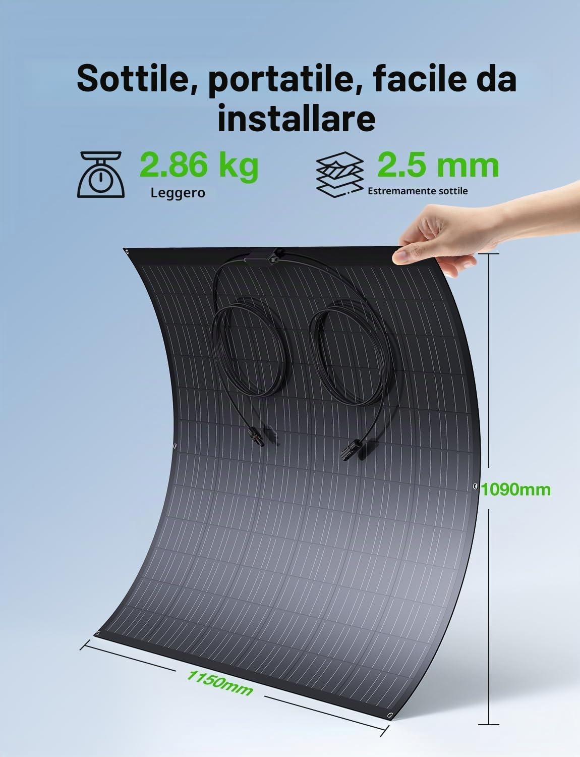 Kit Pannelli Solari per Balcone, 960W, 4 Pannelli Flessibili da 240W, Efficienza 18%, Plug & Play
