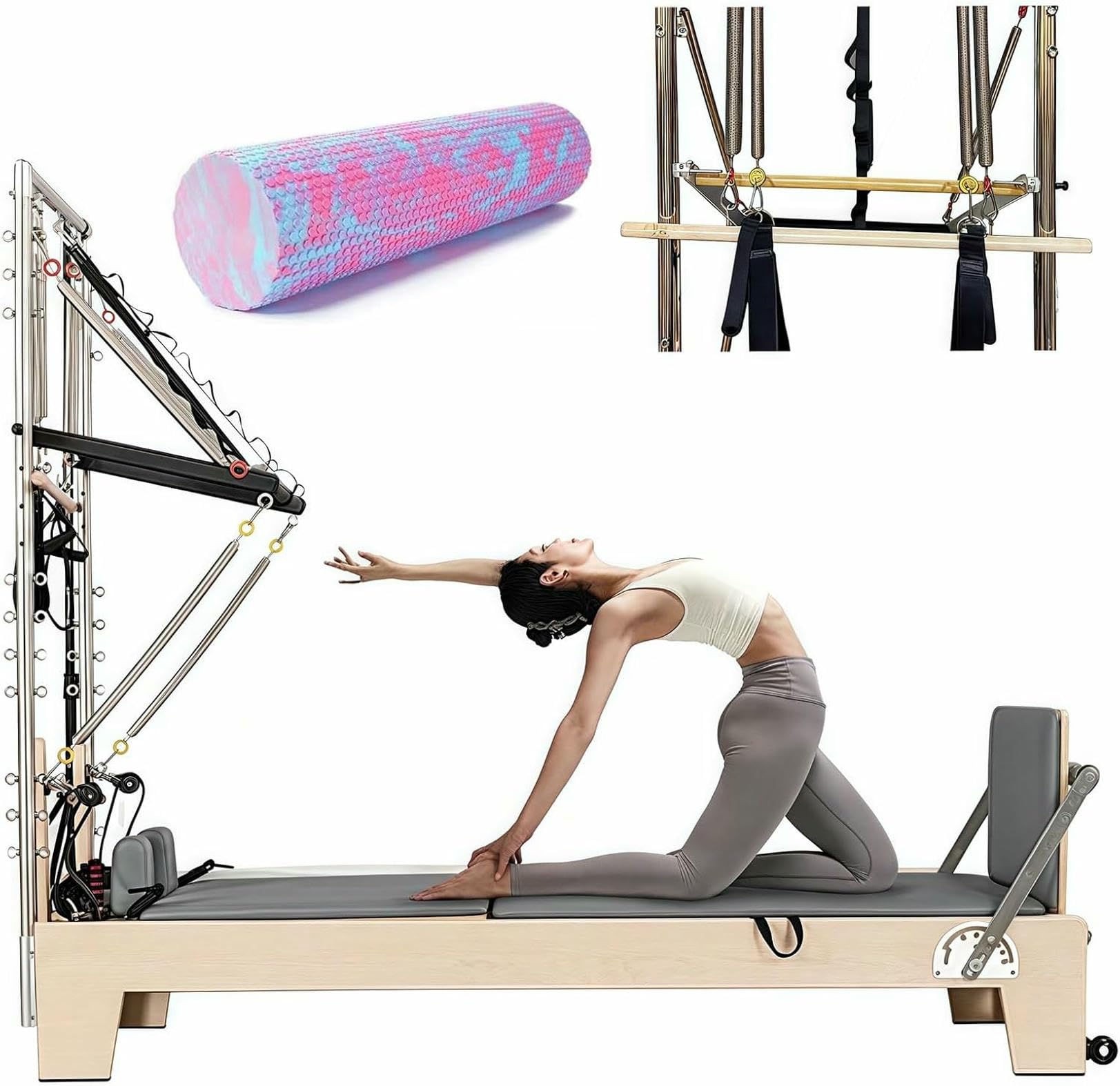 Pilates-Reformer Mit Turm, Pilates-Reformer-Gerät Für Heim-Fitness-Trainingsgeräte Mit Komplettem Zubehörsatz
