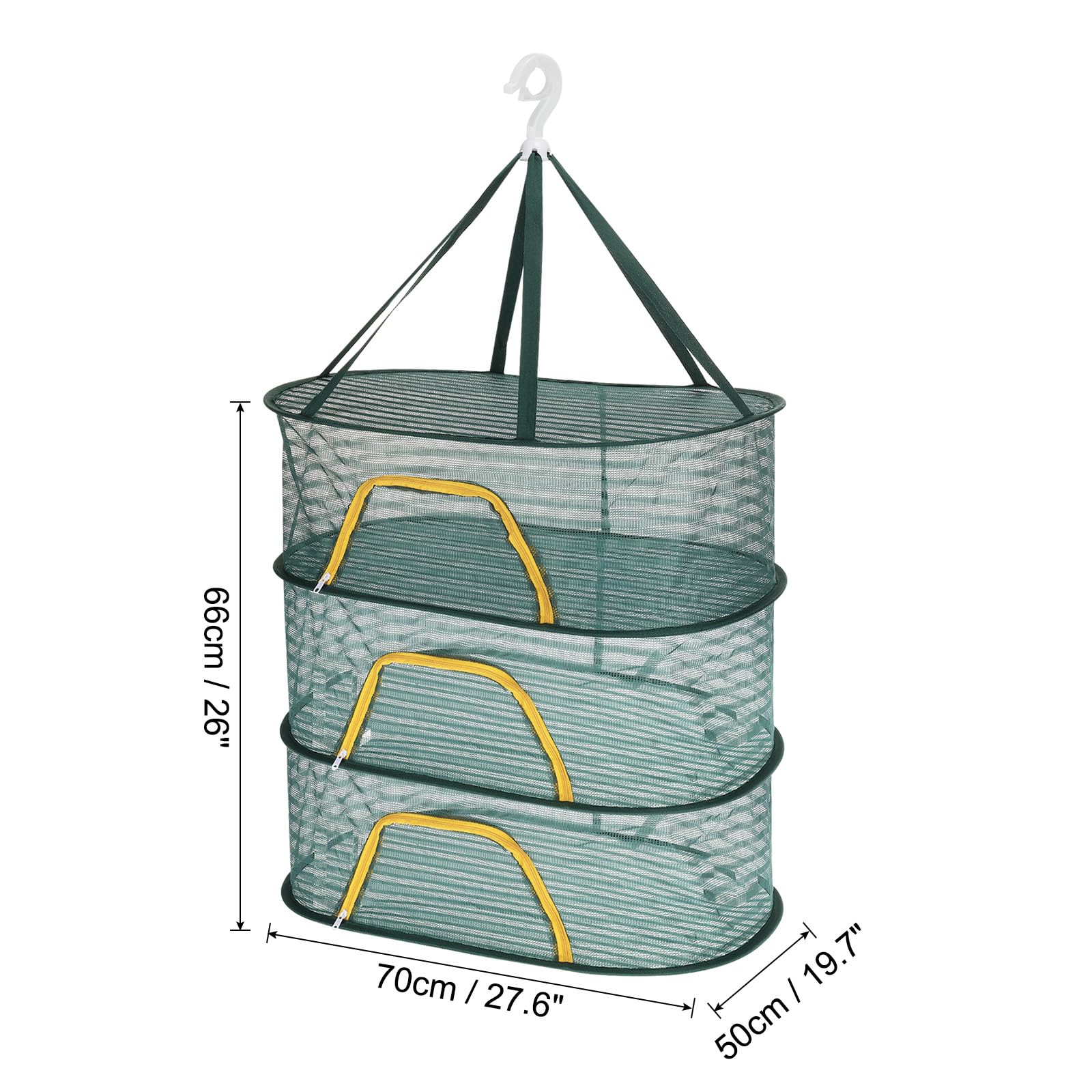 PATIKIL Folded Mesh Clothes Hanging Dryer, 3 Layers Sweater Drying Rack, 70cmx50cm, Green - Image 2