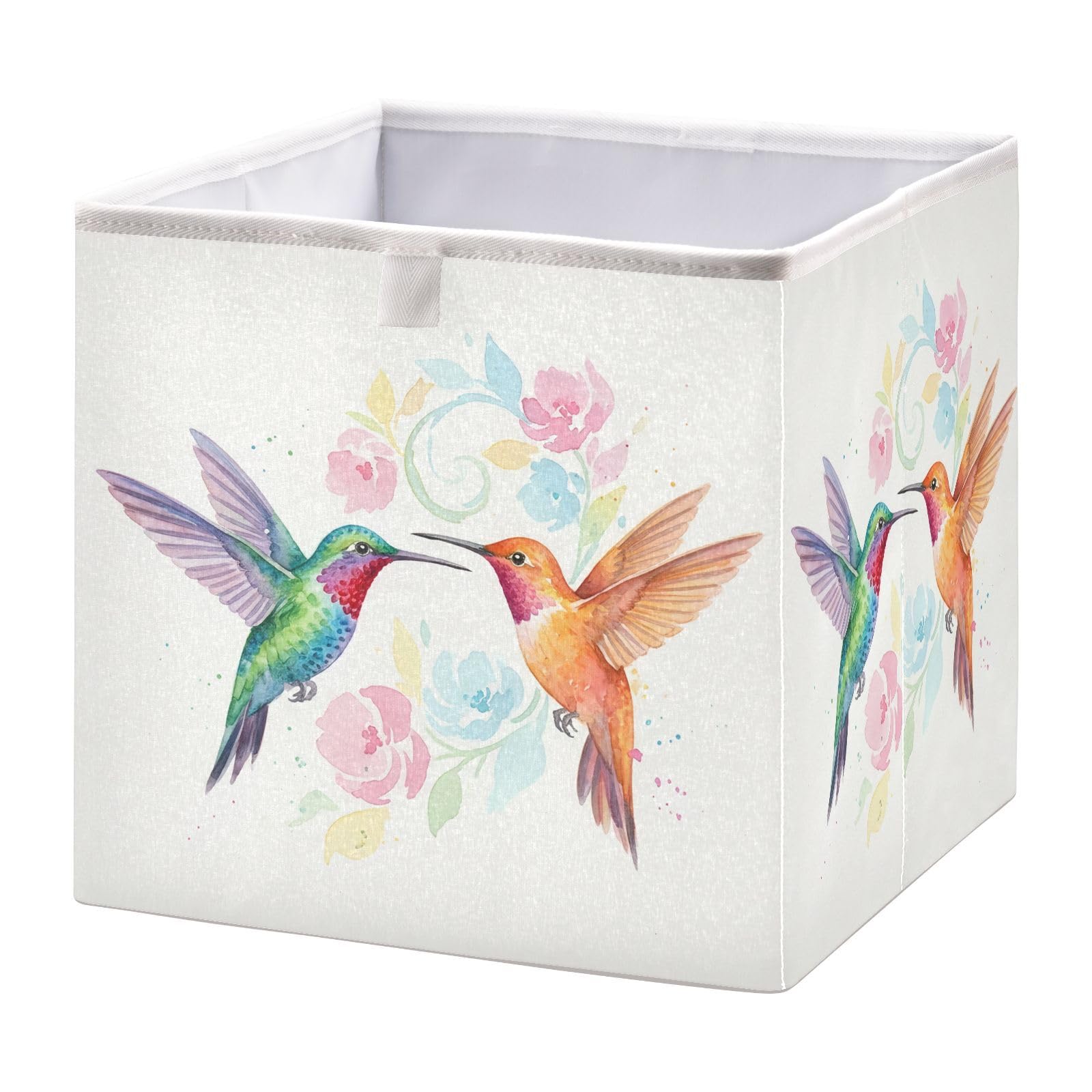 Ewusp Hummingbirds Cube Storage Boxes 28x28 cm Foldable Closet Organiser Bin Holiday Basket Baby Basket for Nursery Bedroom Office