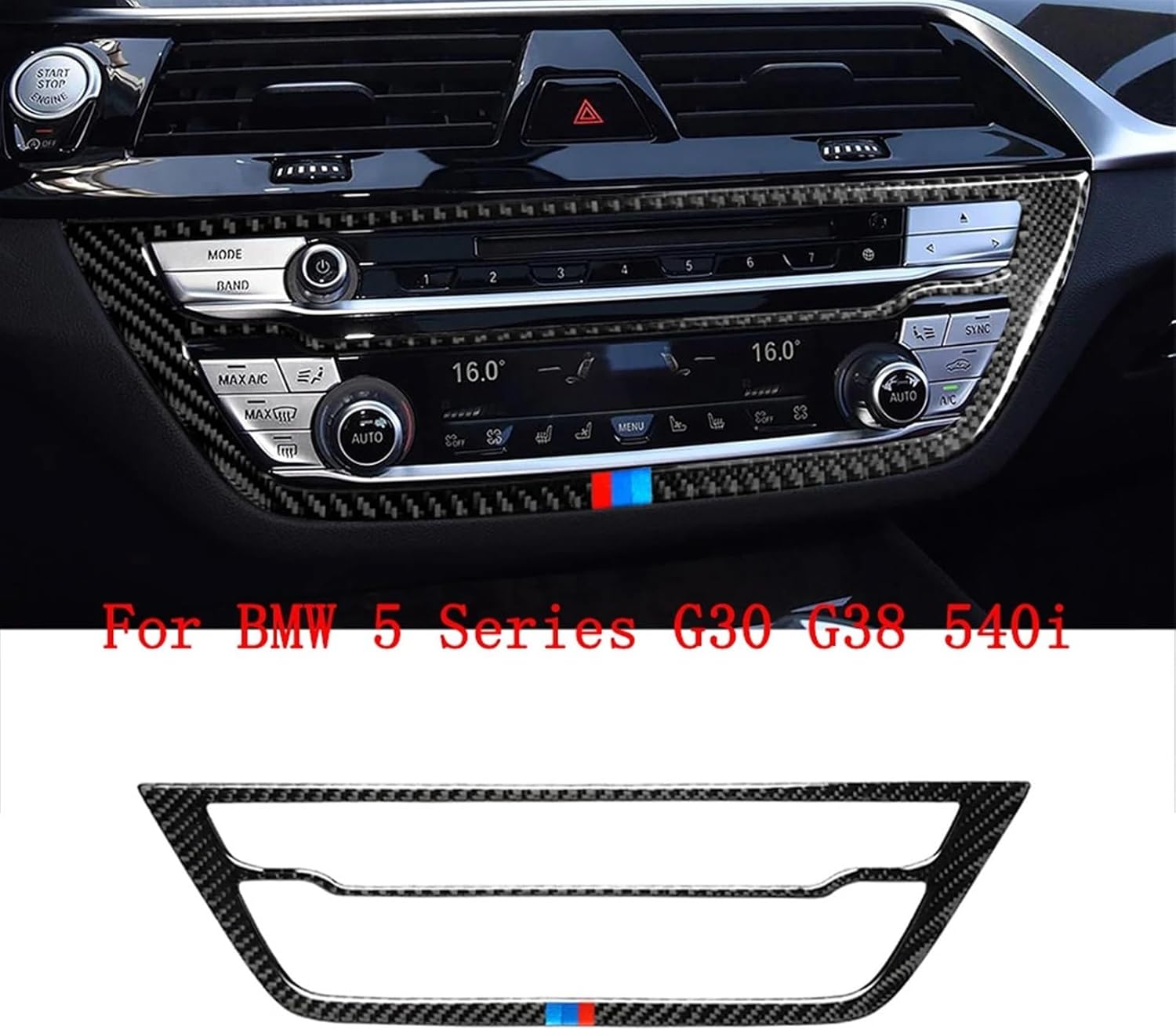 Carbon Fiber Car Central Control CD Panels Cover Stickers Decor Trim for bmws 5 Series G30 G38 540i Auto Accessories(No BMW Color)