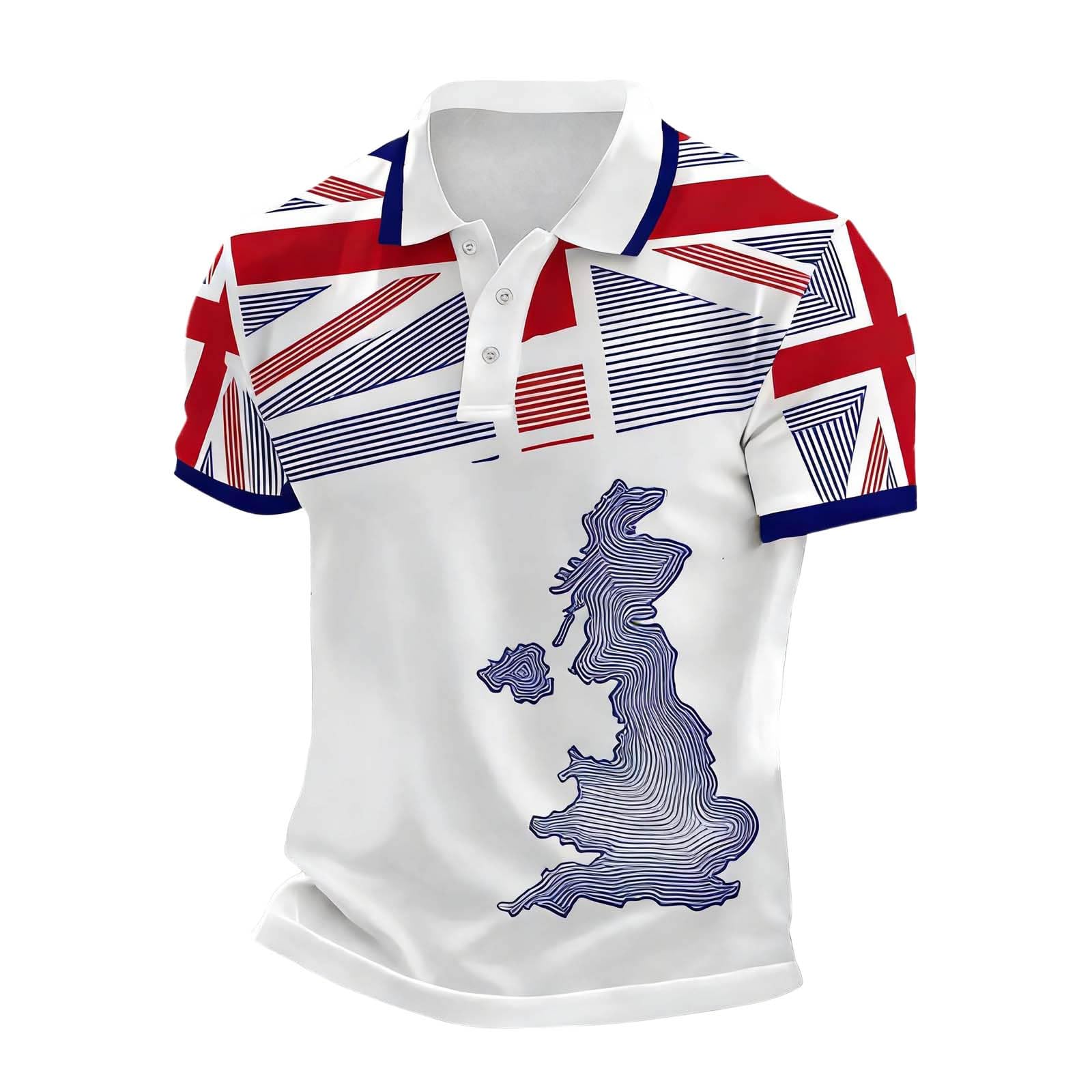 Men's Union Jack Polo Shirts 2026 England National Day Golf Shirt Great British Bunting Flags Golf Tops Casual Short Sleeve Poloshirts Festival Tee Top