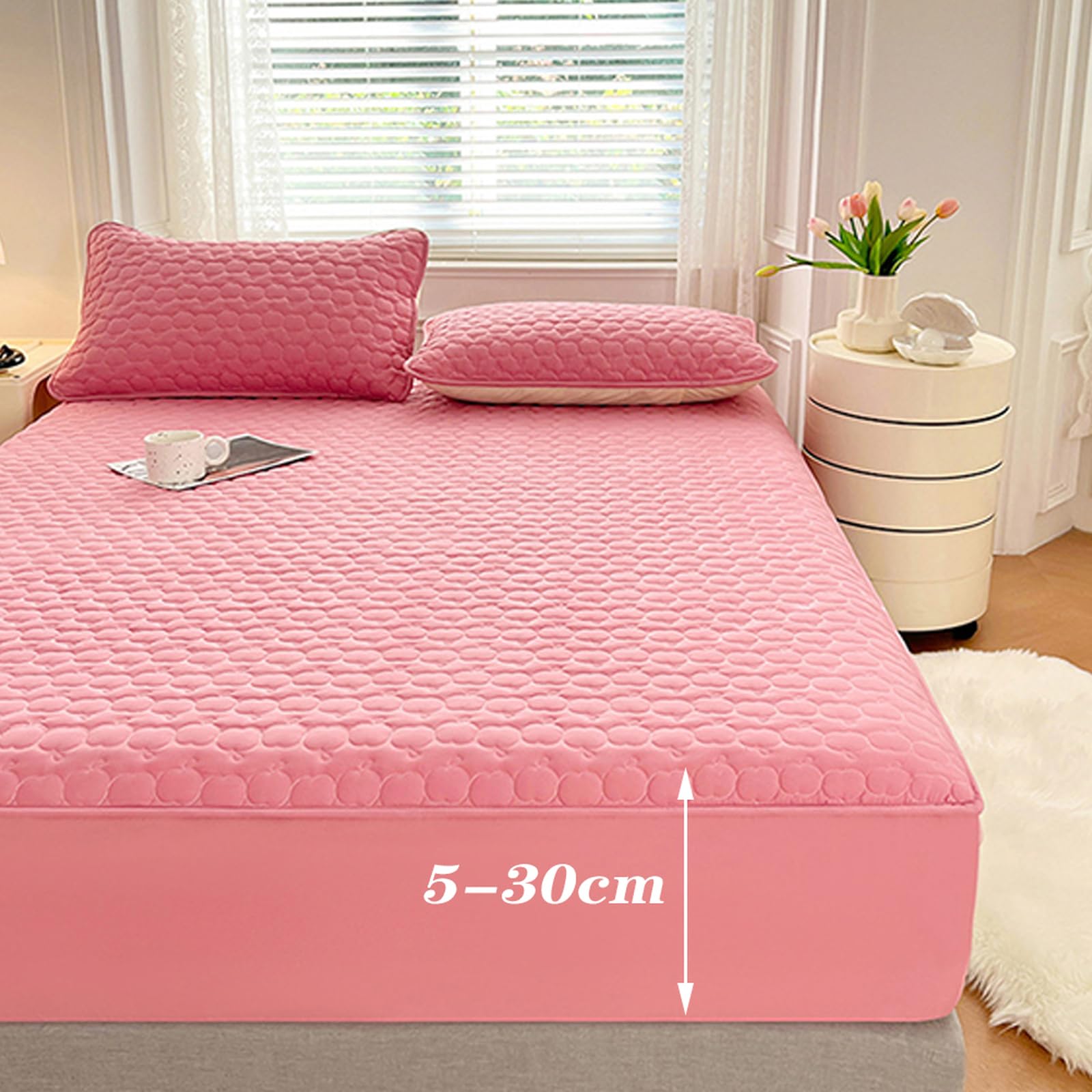 Sábana bajera impermeable de 200 x 220 cm, protector de colchón suave y silencioso, lavable, transpirable, funda de cama de 30 cm de profundidad para máxima comodidad y protección